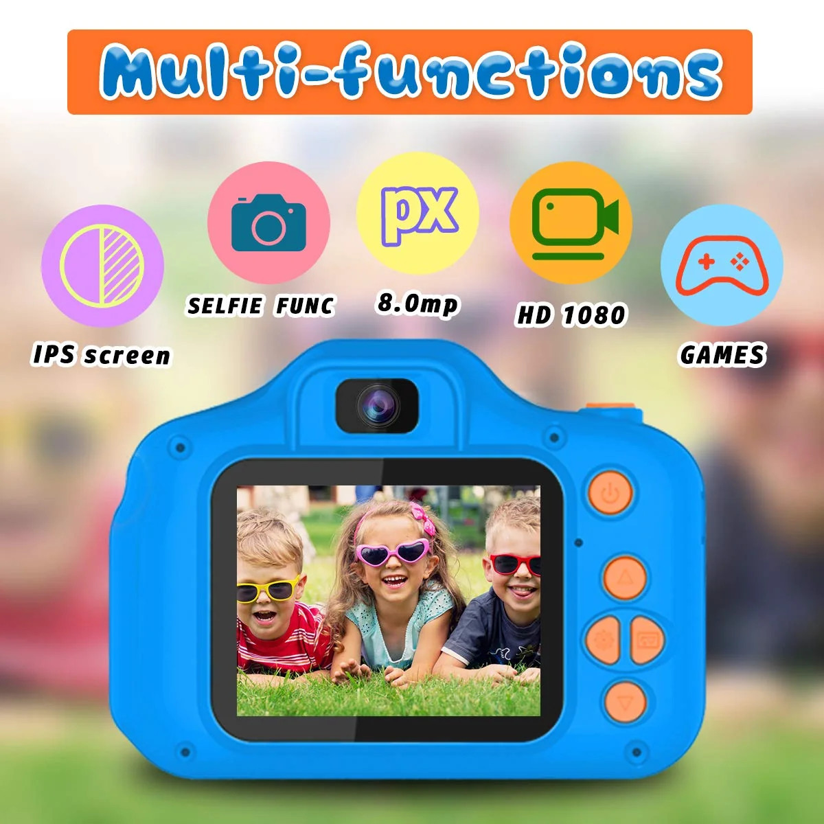 Upgraded Kids Selfie Camera HD Digital Video Camera Navy