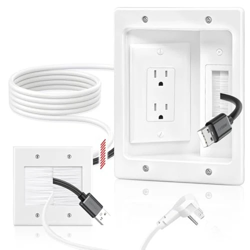 in Wall Cable Management Kit with Recessed Tv Outlet Box Two