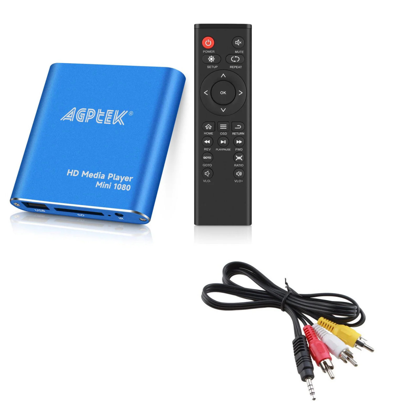 HDMI Media Player with One More AV Cable Blue Mini 1080p