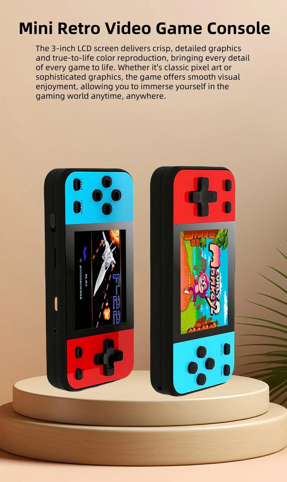 JXD Mini 3 inch LCD Screen Retro Video Game Console with 240