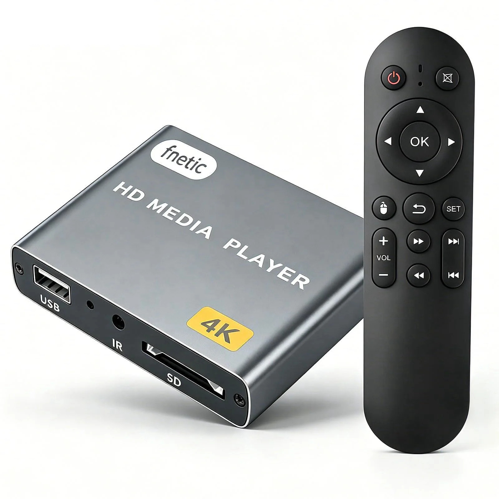Fneitc 4K Full HD Media Player with USB SD Card Slot for TV