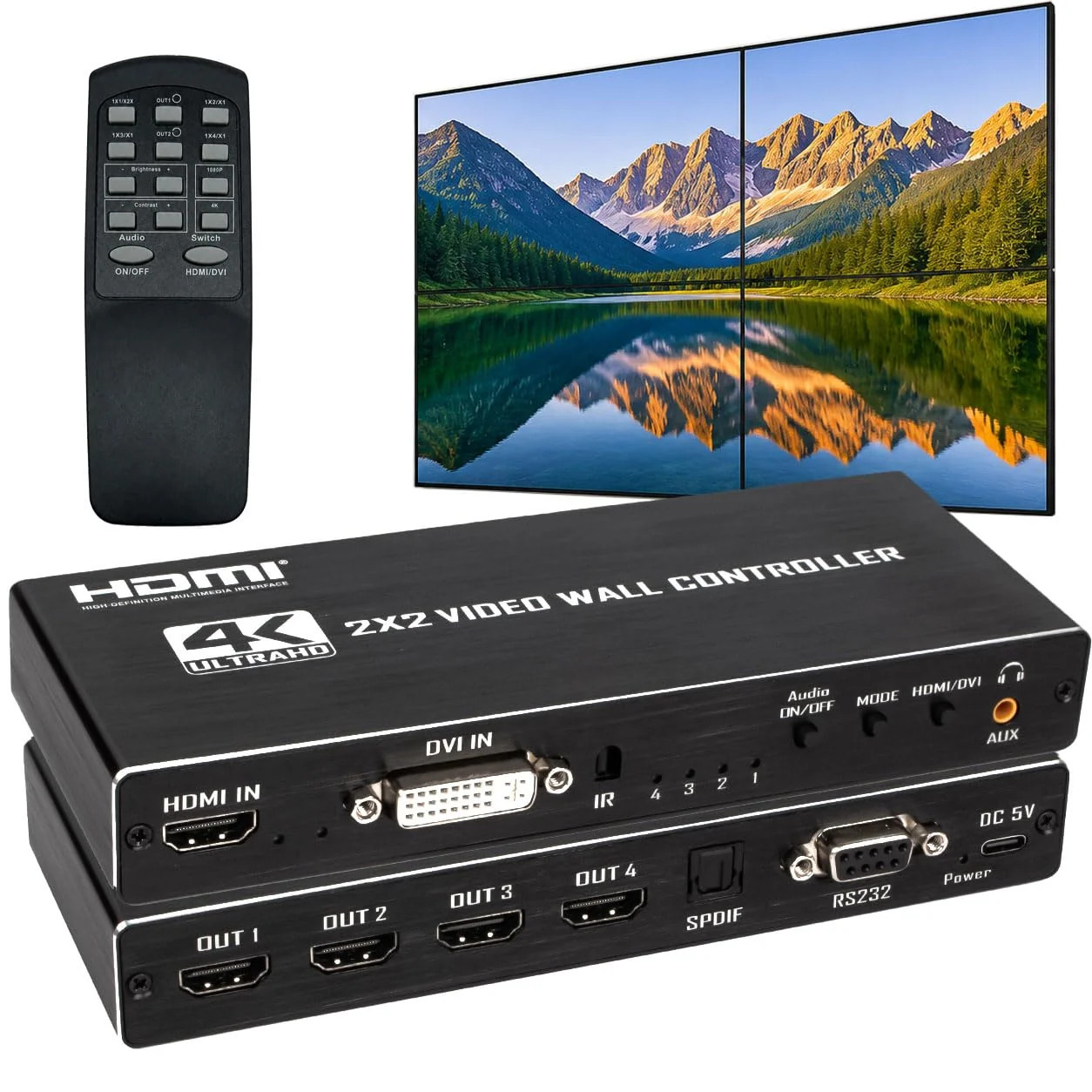 2x2 4k Video Wall Controller Transform 4 TV Screens into a