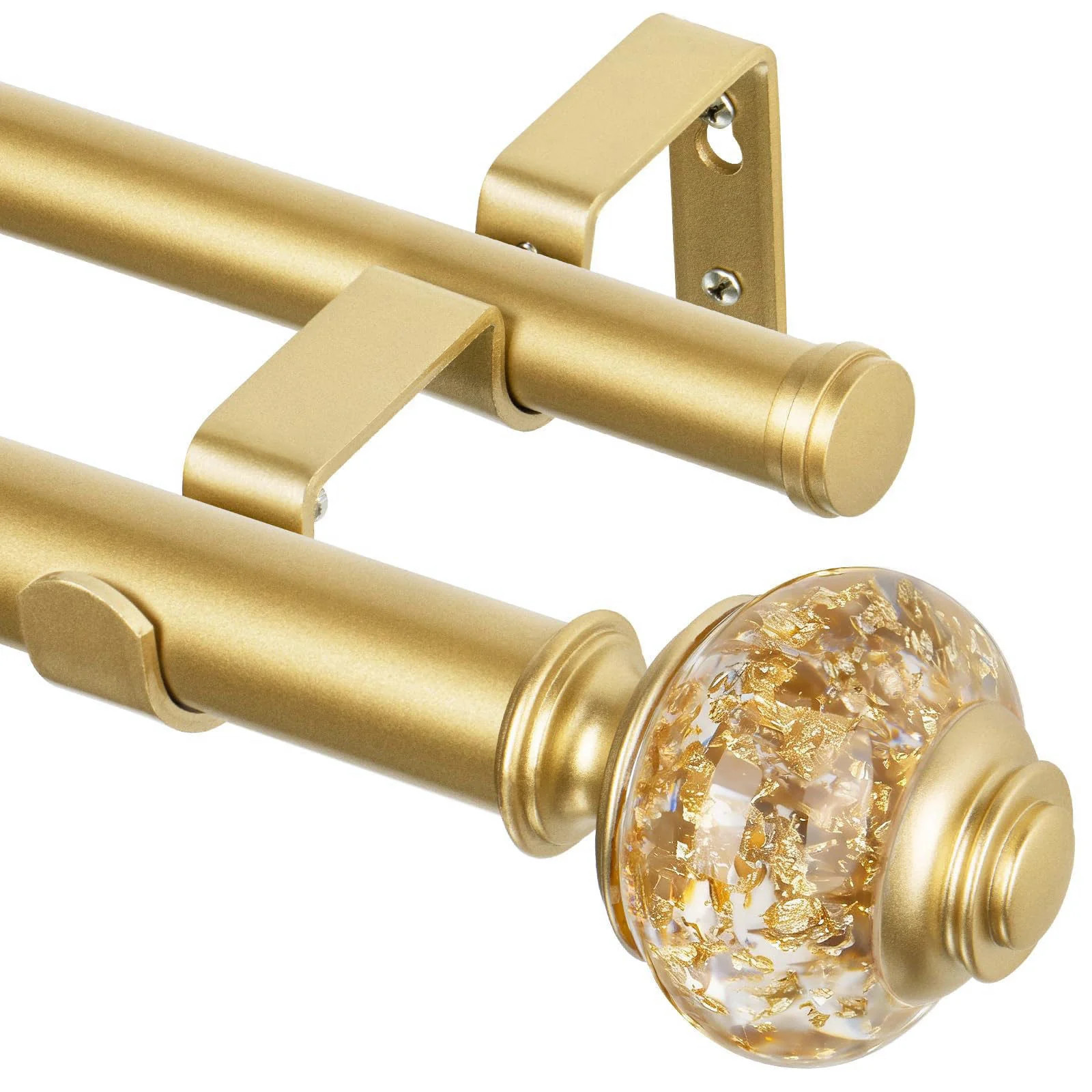 Double Curtain Rods for Windows 72 to 144 Luxury Gold 1 Inch