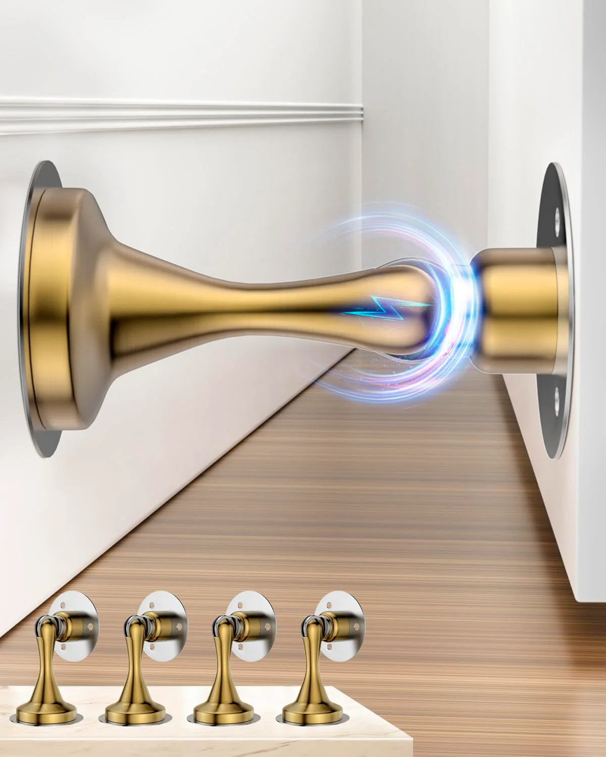 Door Stoppers for Bottom of Door Magnetic Door Catch 4 Pack