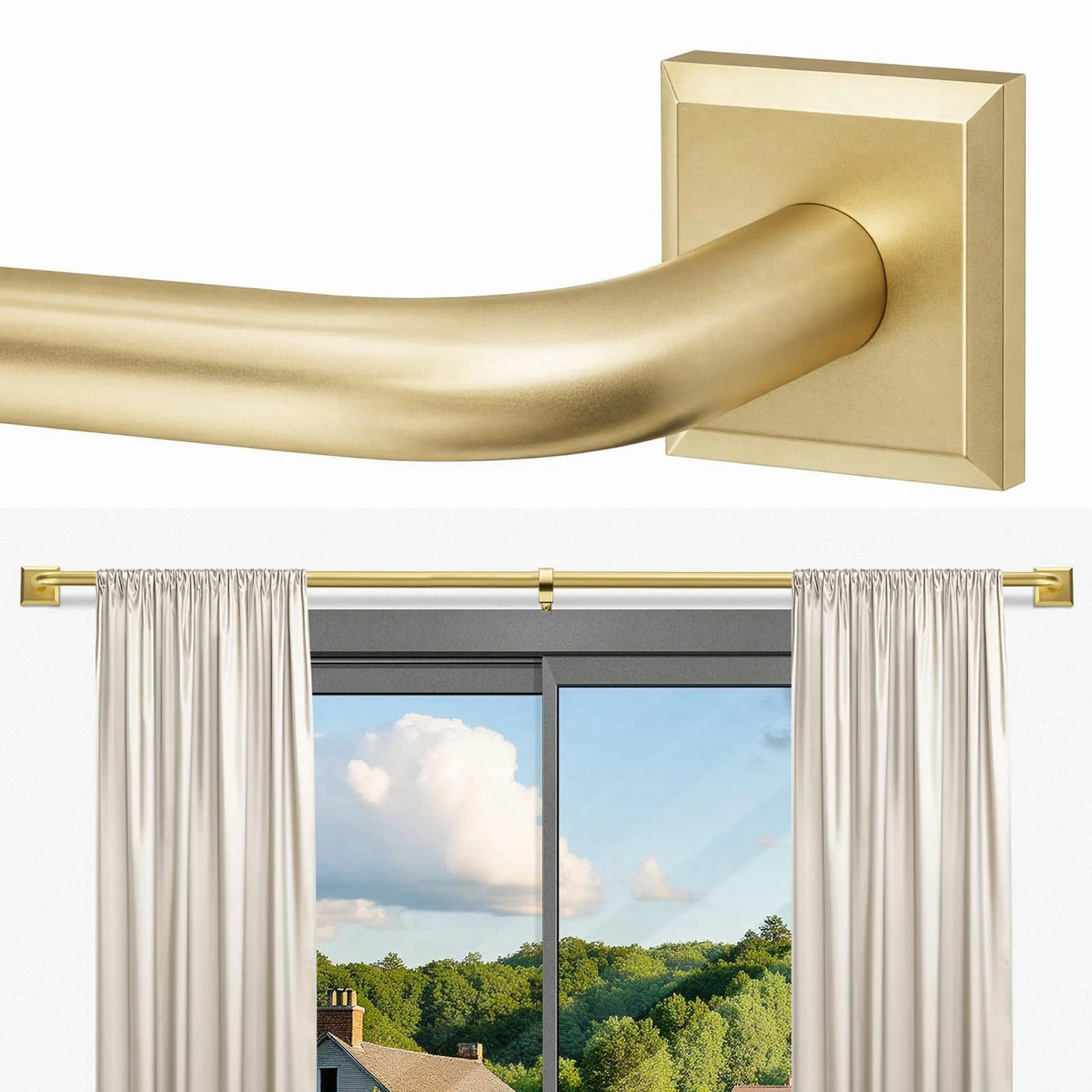Gold Curtain Rods for Windows 48 90Inch Heavy Duty Wrap