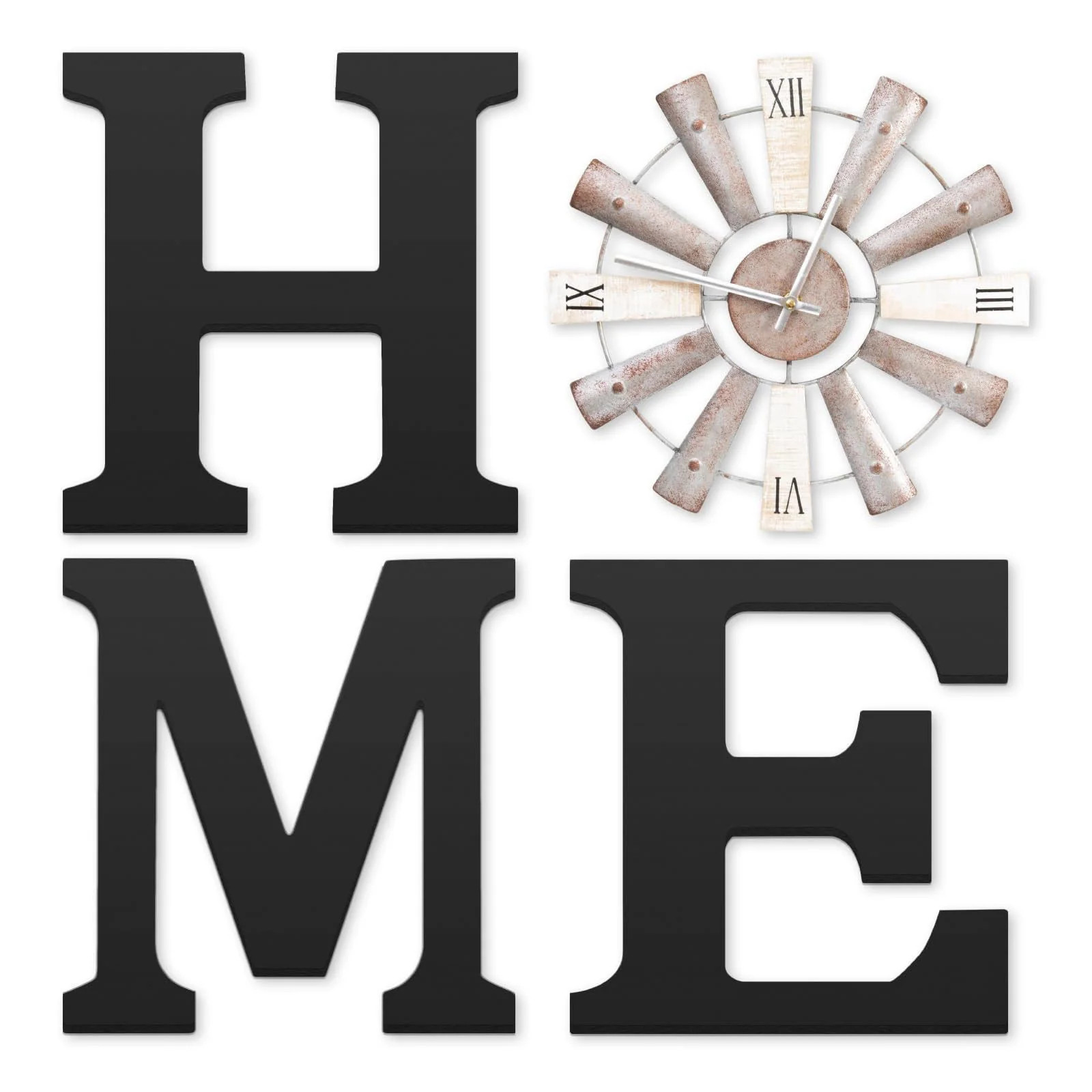 Farmhouse Home Signs with Windmill Clock Wall Decor Rustic