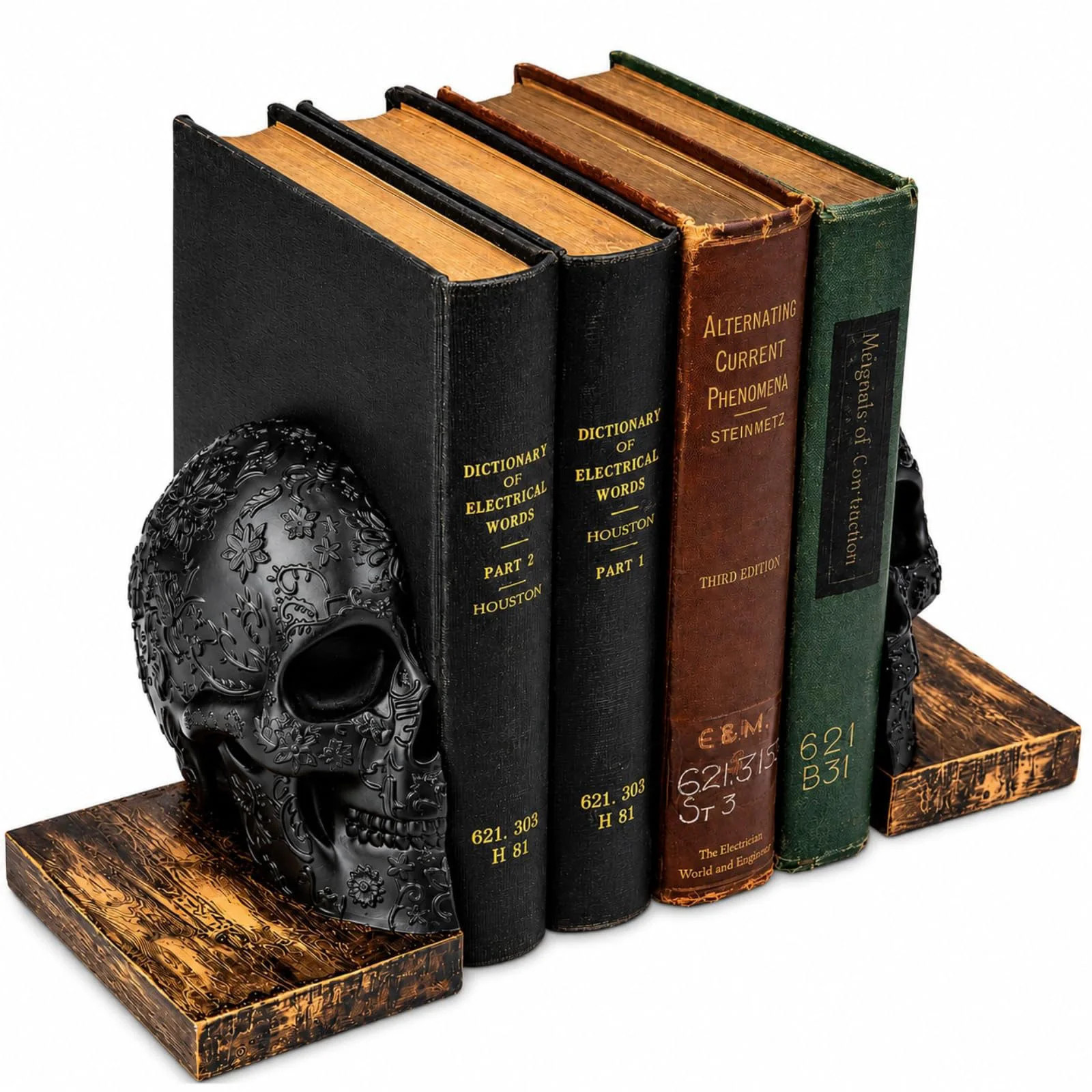 Skull Bookends Heavy Duty Gothic Skeleton Book Holder Set