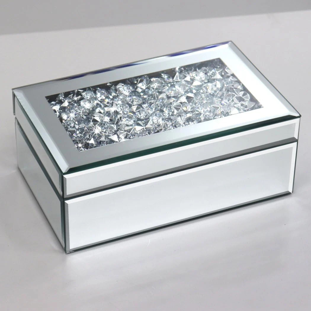 Luxury Silver Crushed Diamond Glass Mirrored Jewelry