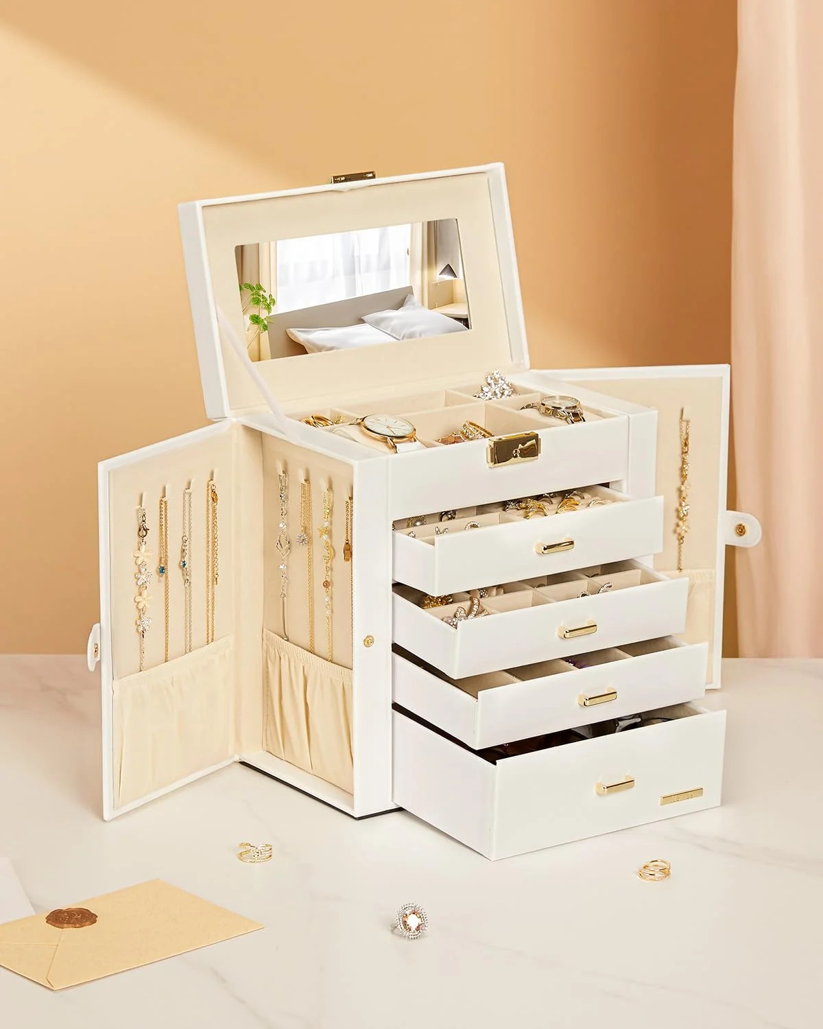 Homde Large Jewelry Box for Women 5 Layer Organizer with