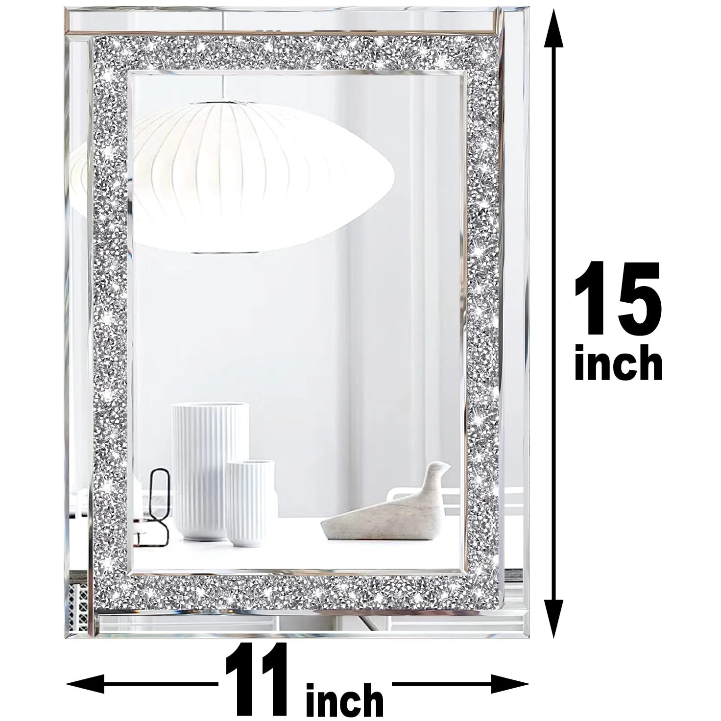 Meetart Crystal Crush Diamond Silver Mirror 11 x 15 2 PCS