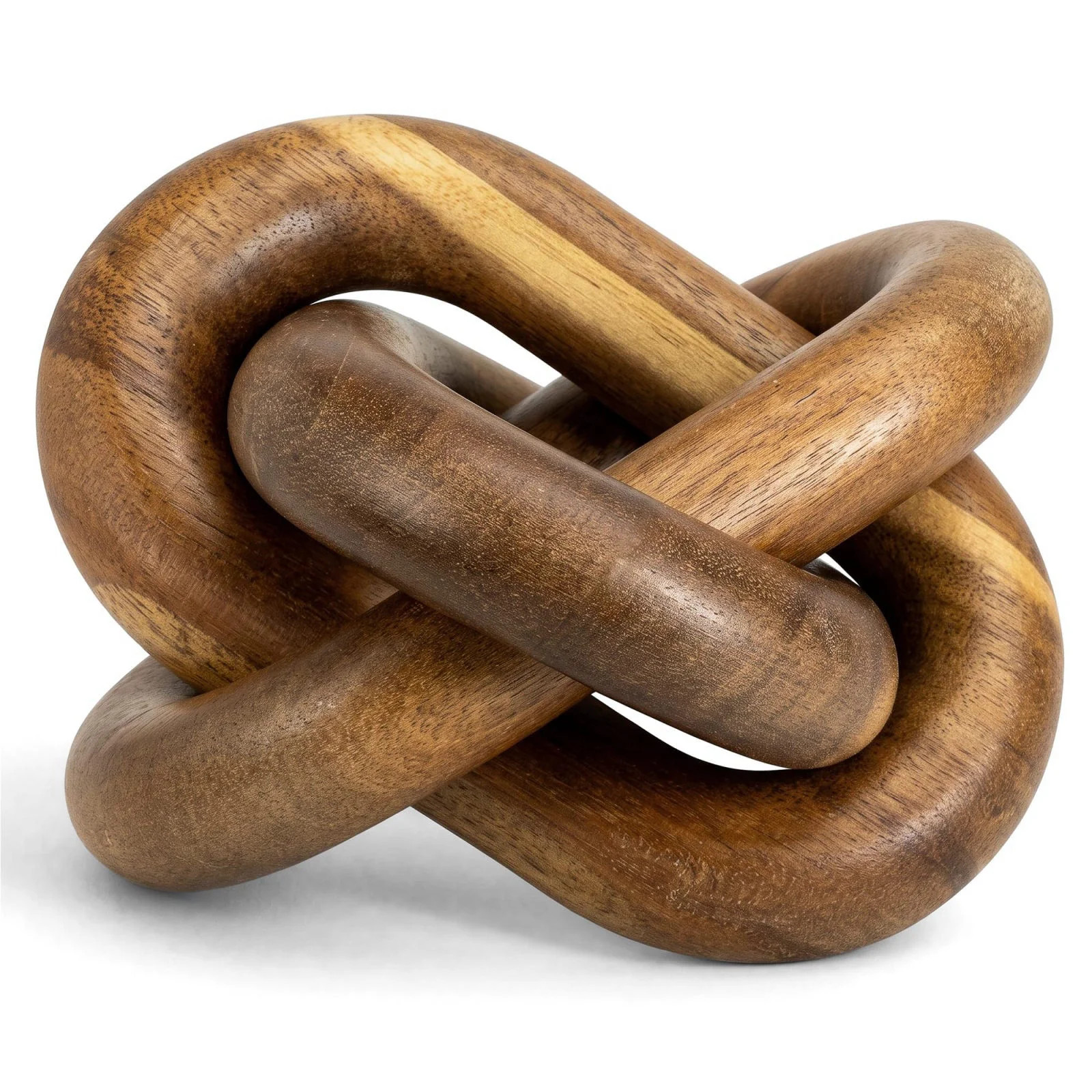 EOSAHR Acacia Wood 3 Link Wood Knot Decor for Coffee Table
