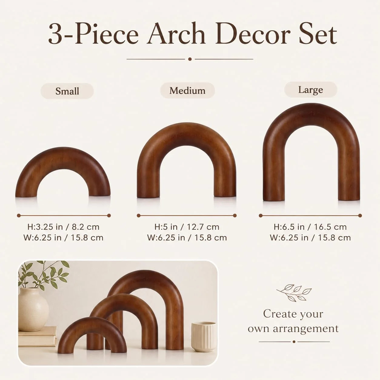 XMGZQ Brown Wood Arch for Coffee Table Decor Items Wood