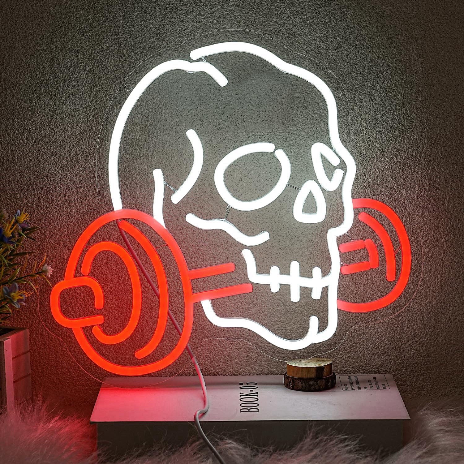 Skull Barbell Halloween Neon Sign for Wall Decor Halloween