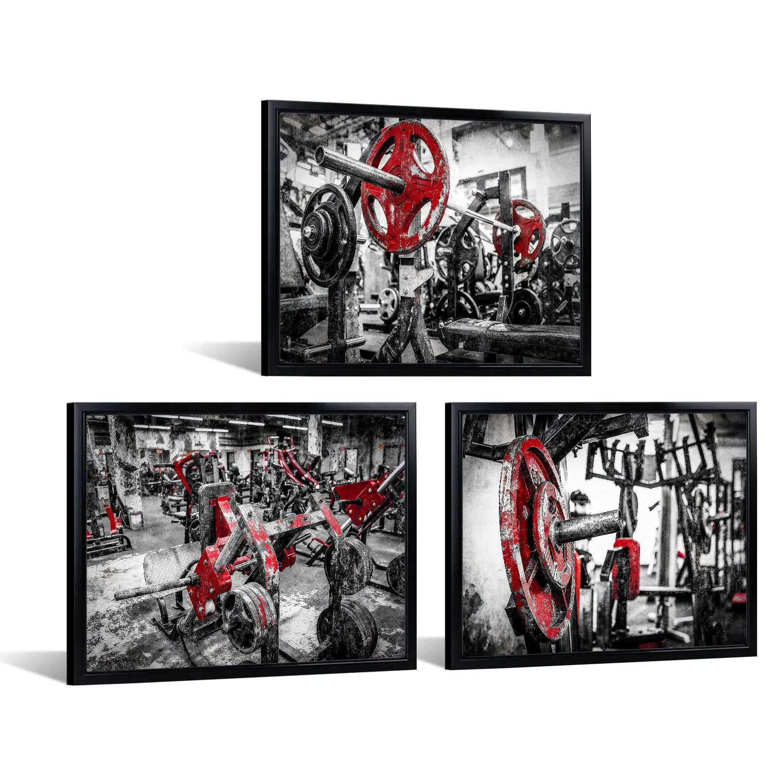 iKNOW FOTO Canvas Wall Art Set of 3 Vintage Black and Red
