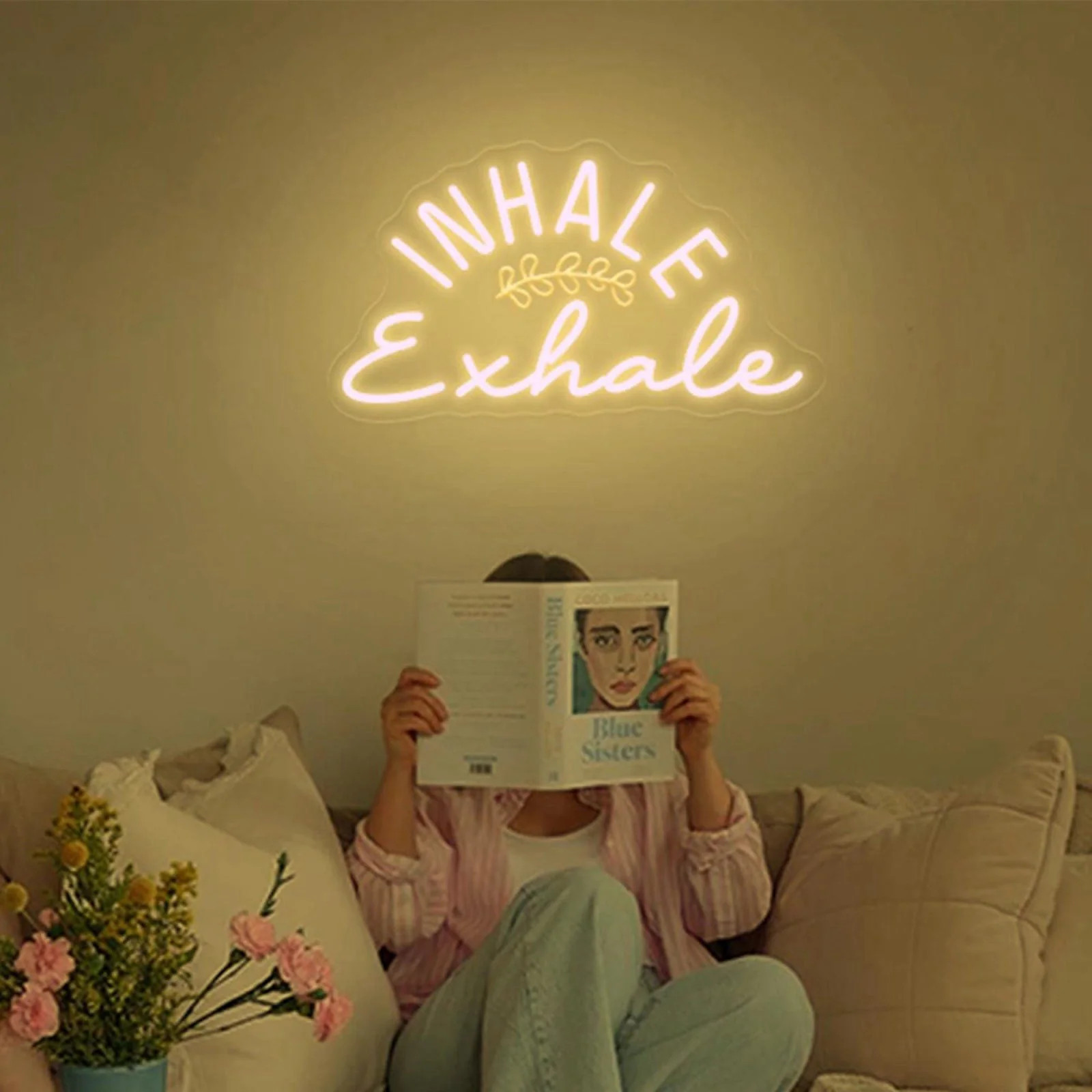 Inhale Exhale Neon Sign LED Wall Art for Fitness Yoga Studio
