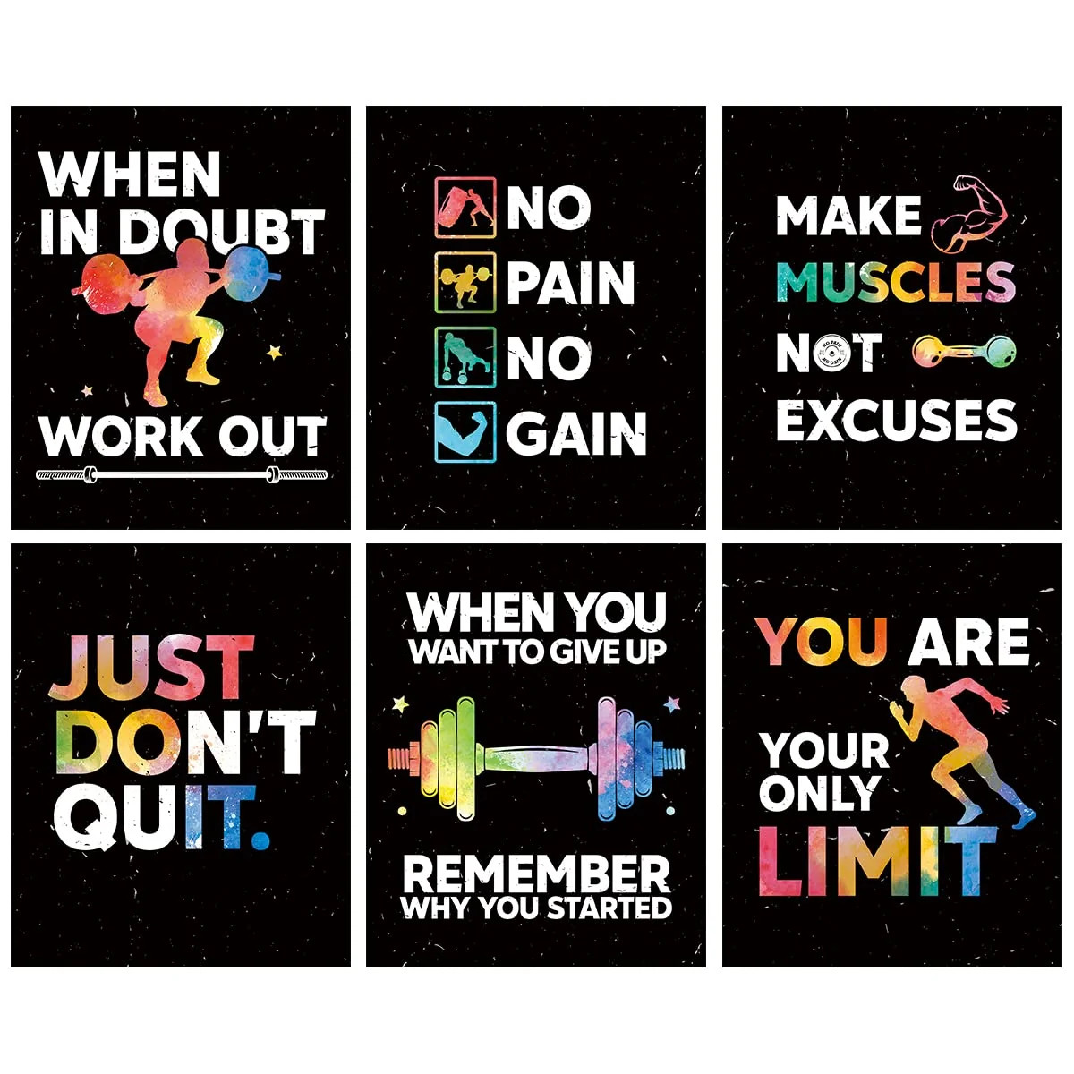 HLNIUC Motivational Gym Wall Art Inspirational Workout Room