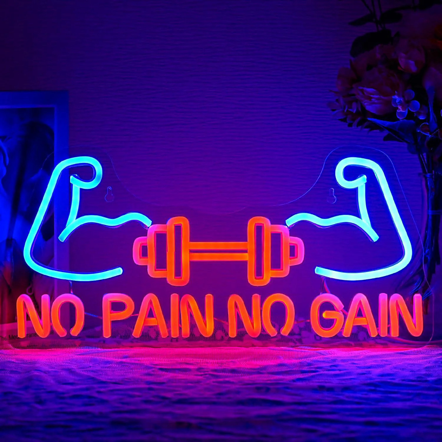 No Pain No Gain Neon Sign for Gym Decor Gym Neon Light