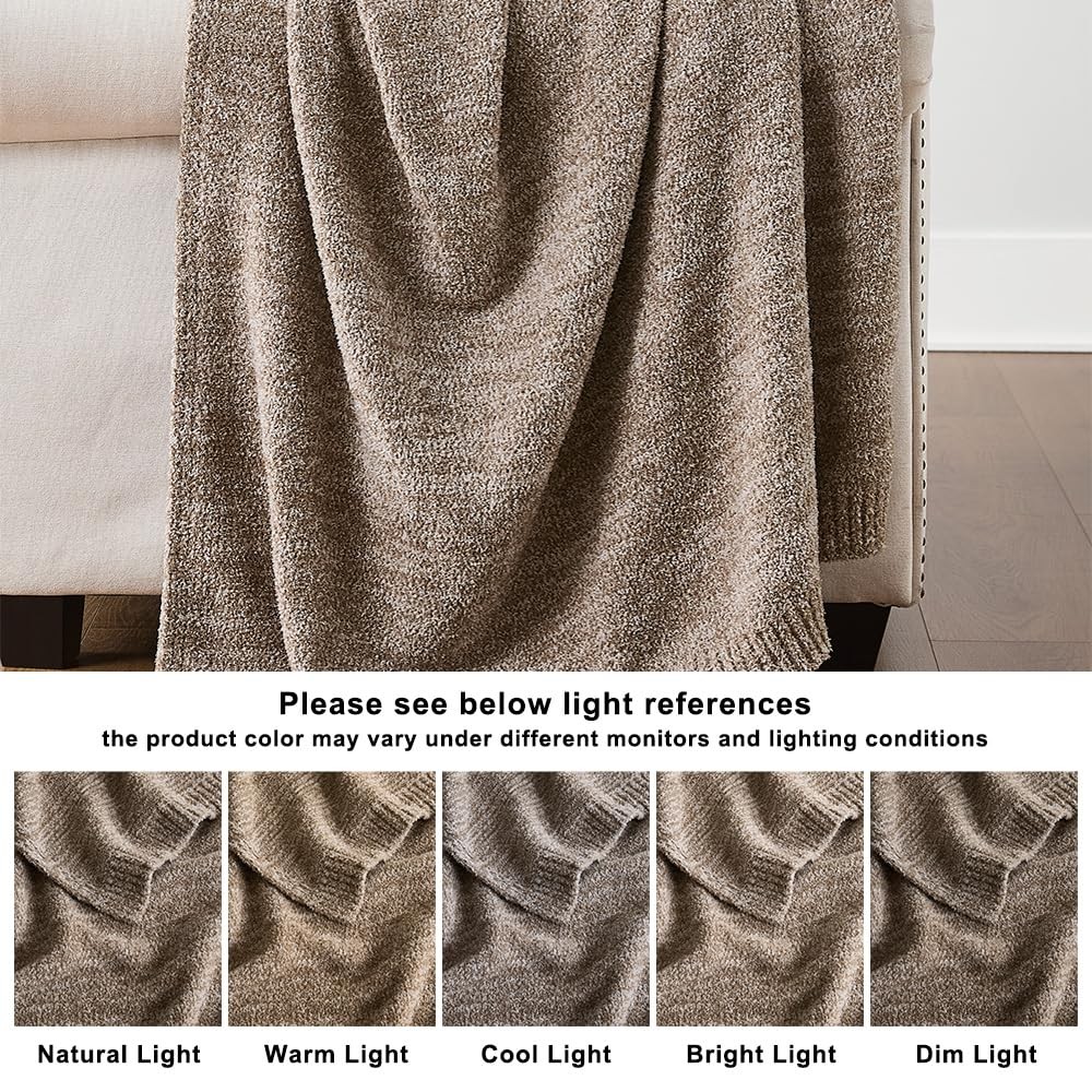 WDCOZY Taupe Melange Throw Blanket for Couch Bed Travel