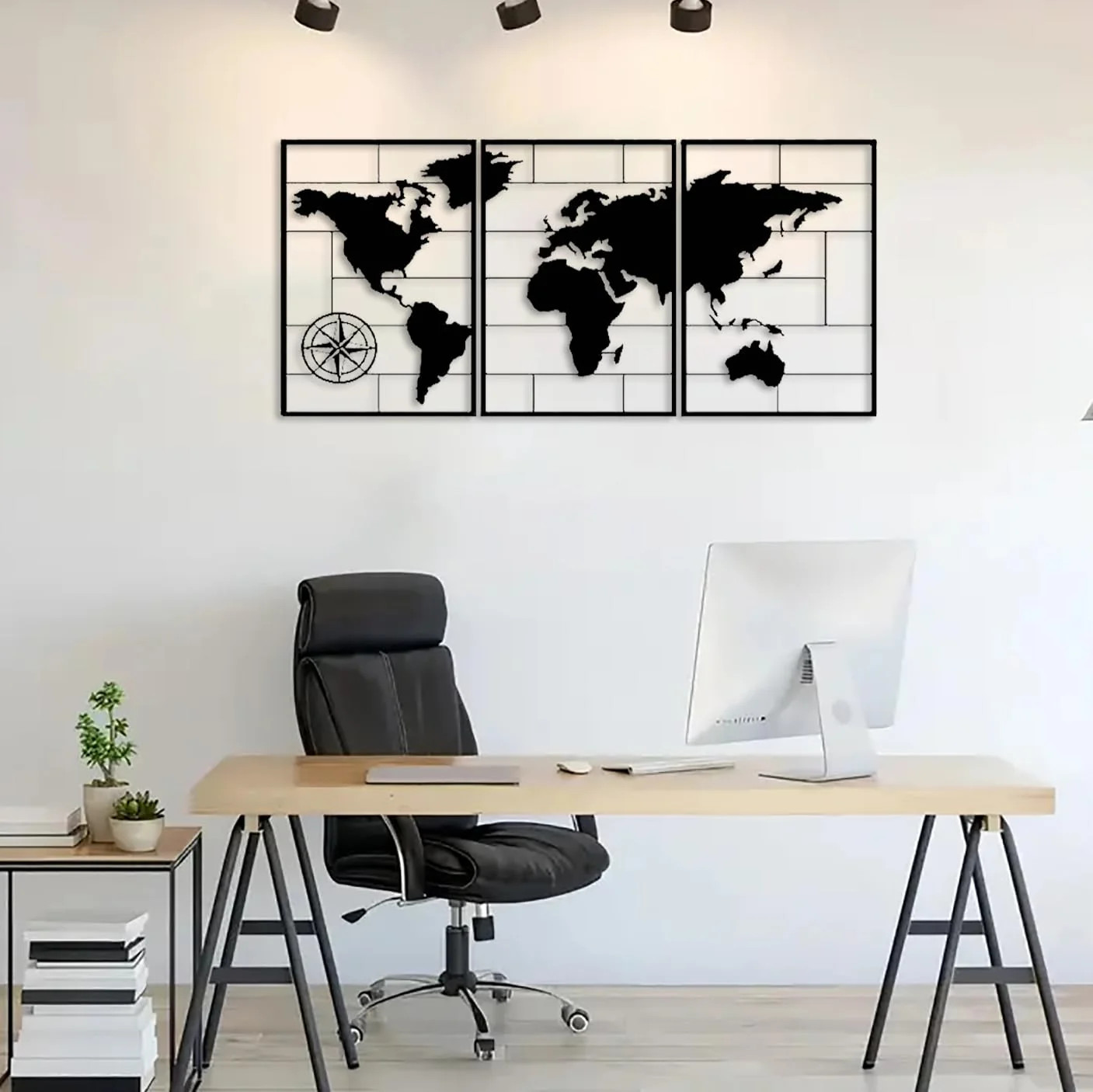 DUOOLN 3 Pcs Metal World Map Wall Decor Art Travel