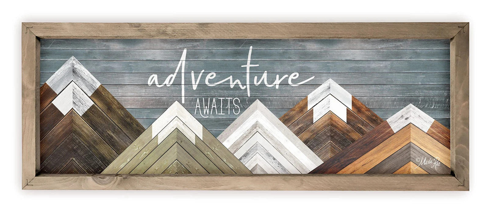 Adventure Awaits Framed Sign Rustic Style Wall Decor 6x18