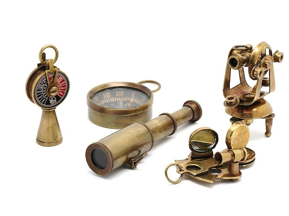 Set of 5 Brass Miniature Nautical Replicas Vintage Style