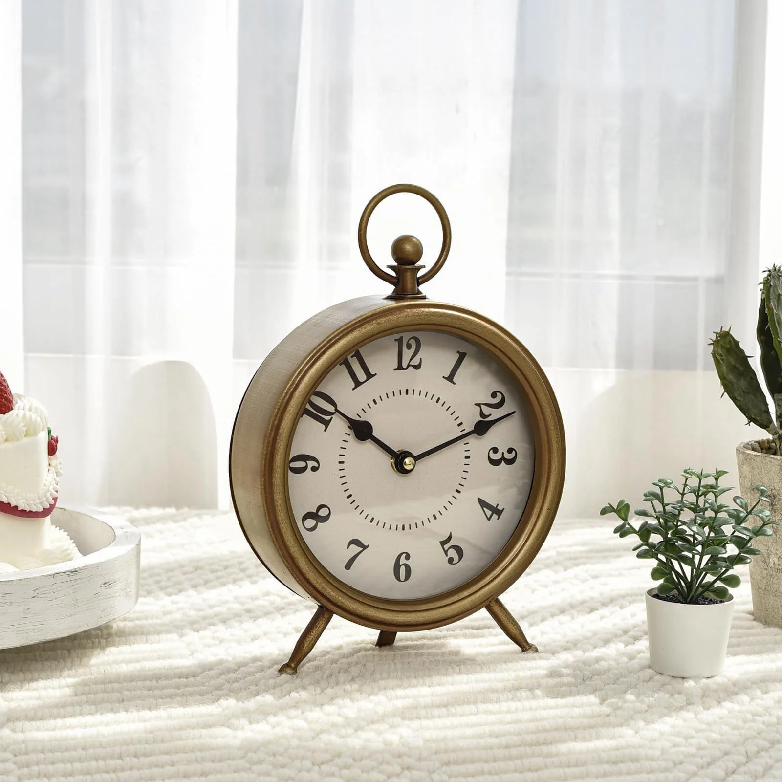 EMAX HOME Vintage Table Clock on Stand Decorative Desk and