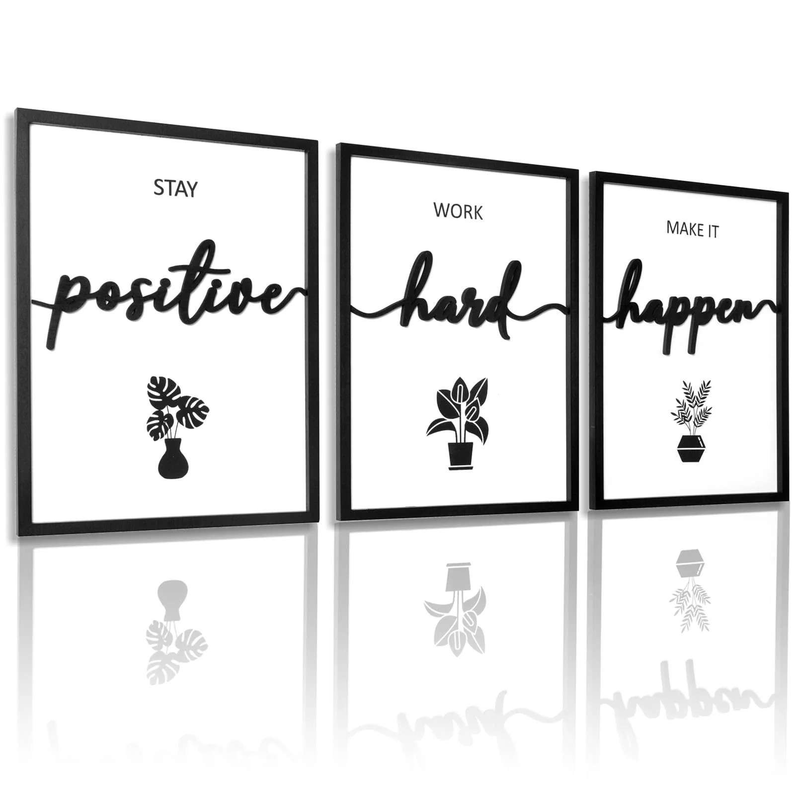 3D Wood Inspirational Wall Art Framed Motivational Office