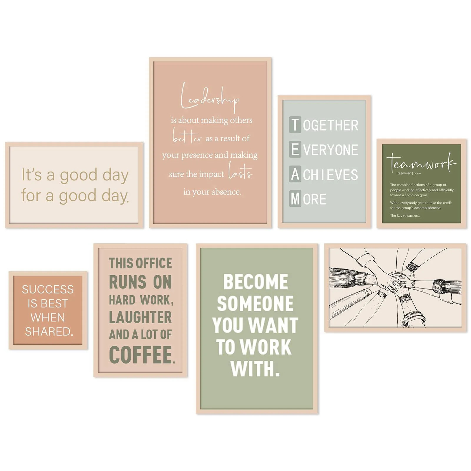 Faccito 8 Set Office Wall Decor Wooden Framed Motivational