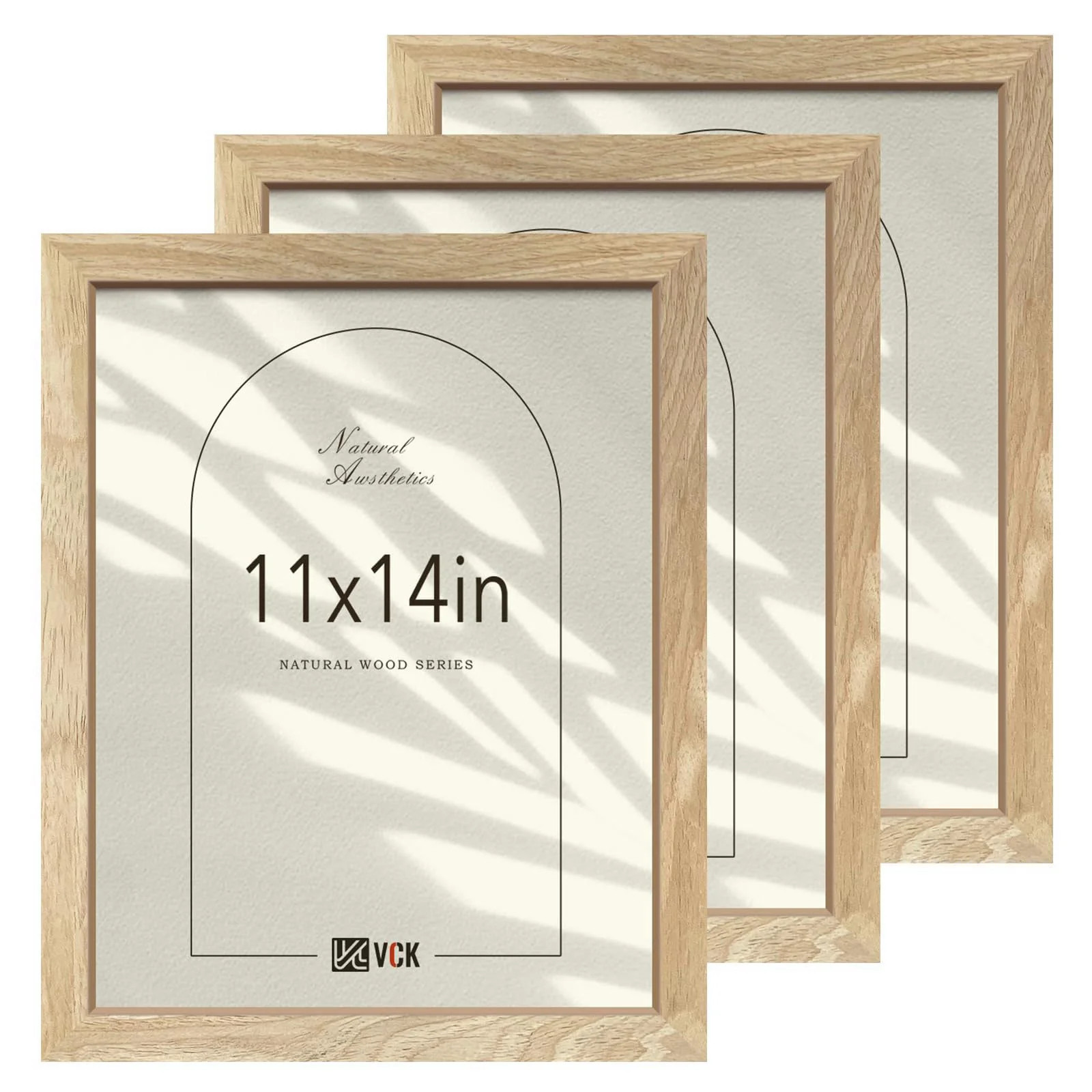 11x14 Picture Frame Set of 3 Natural Solid Wood Wall Hanging