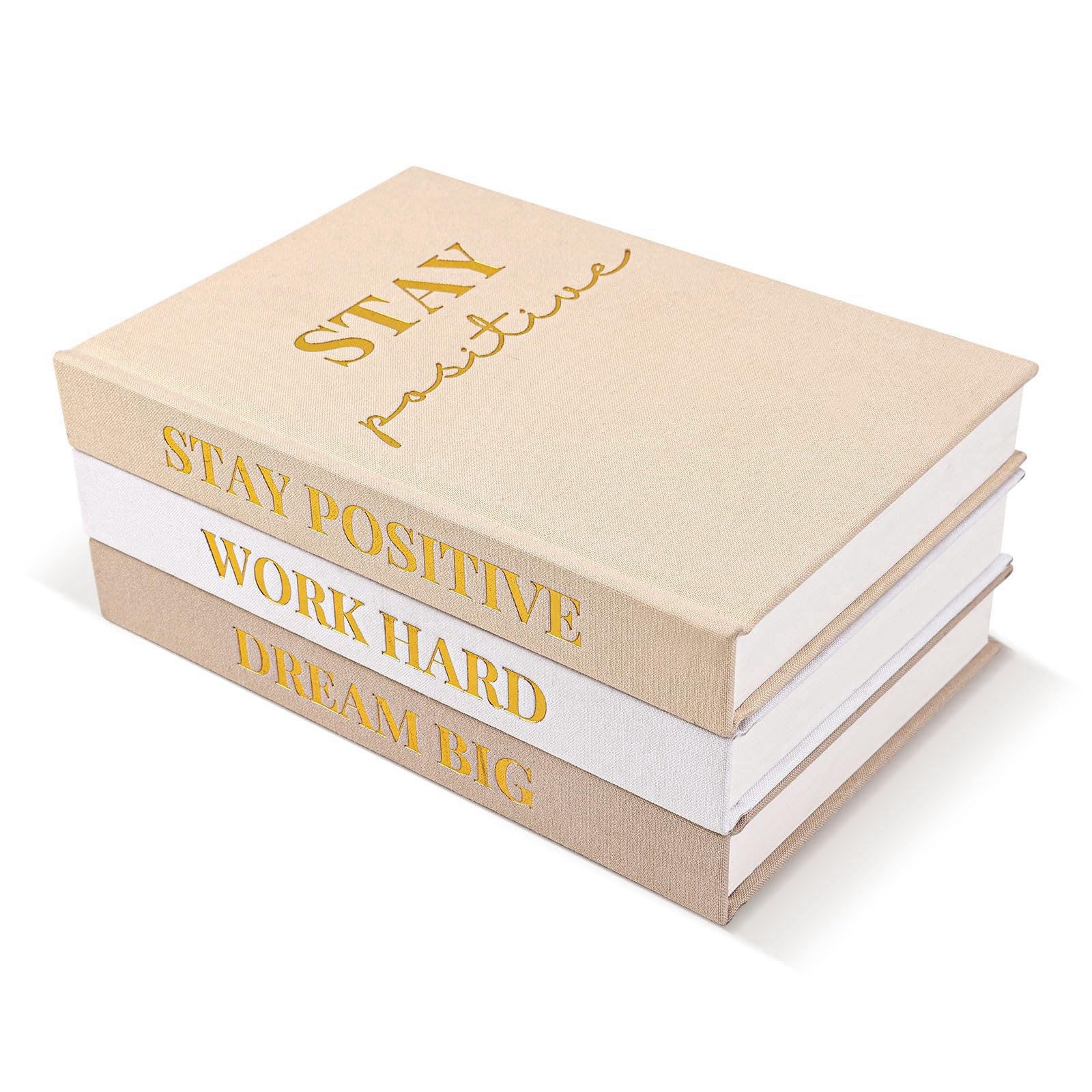 Set of 3 Linen Covered Decorative Books for Home Office