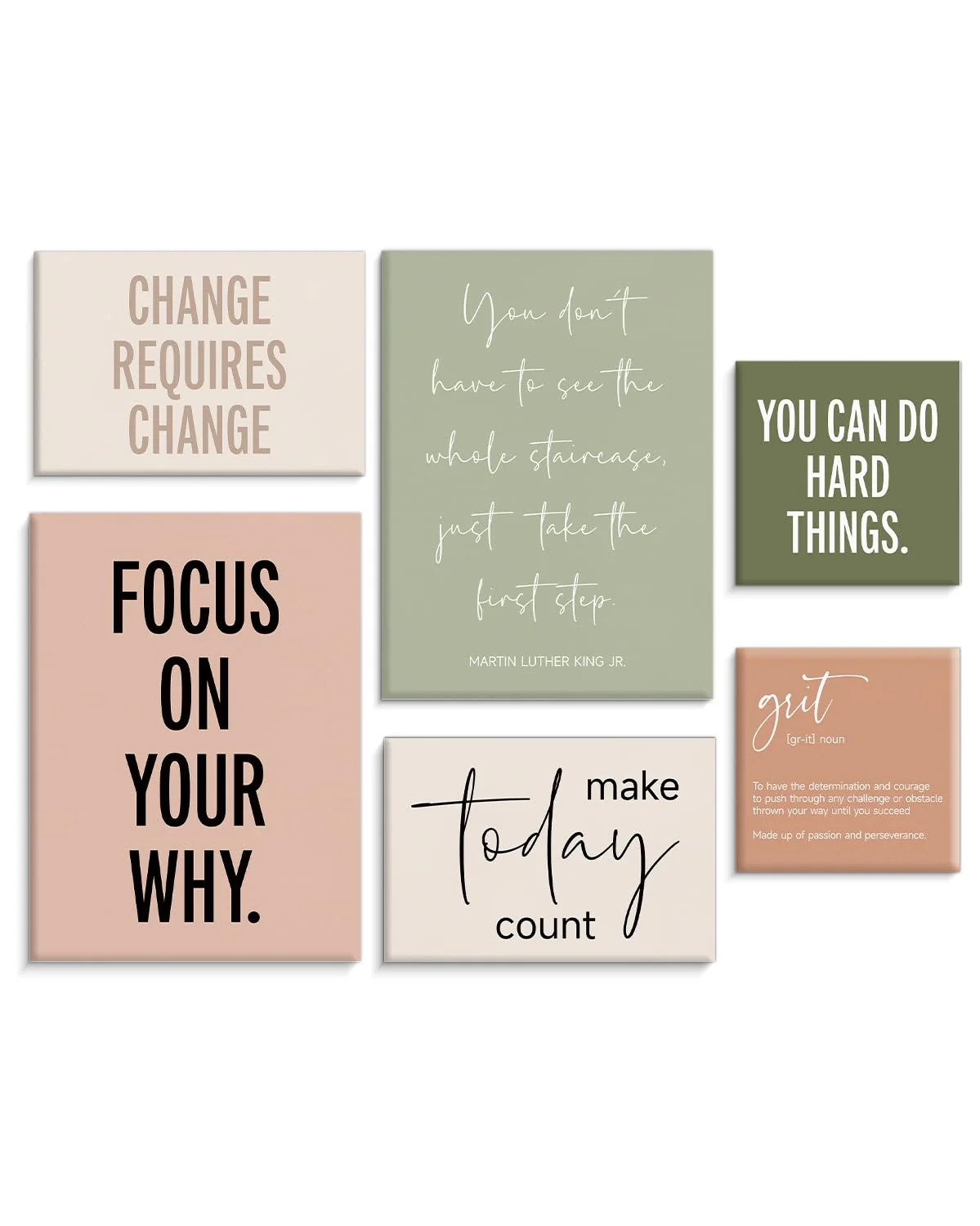 Framed Motivational Office Wall Decor Set of 6 Boho