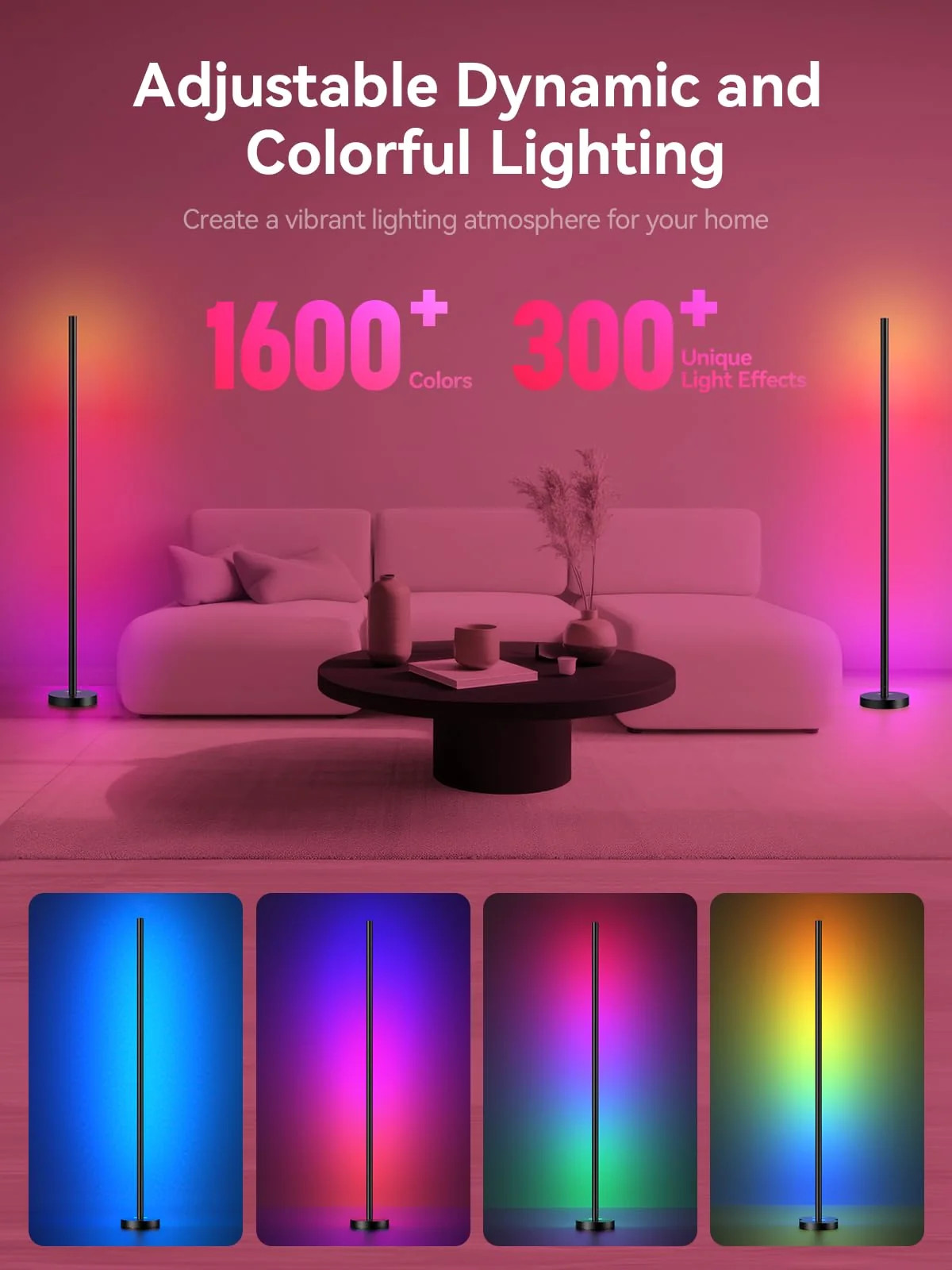 Smart RGBICW LED Corner Floor Lamp