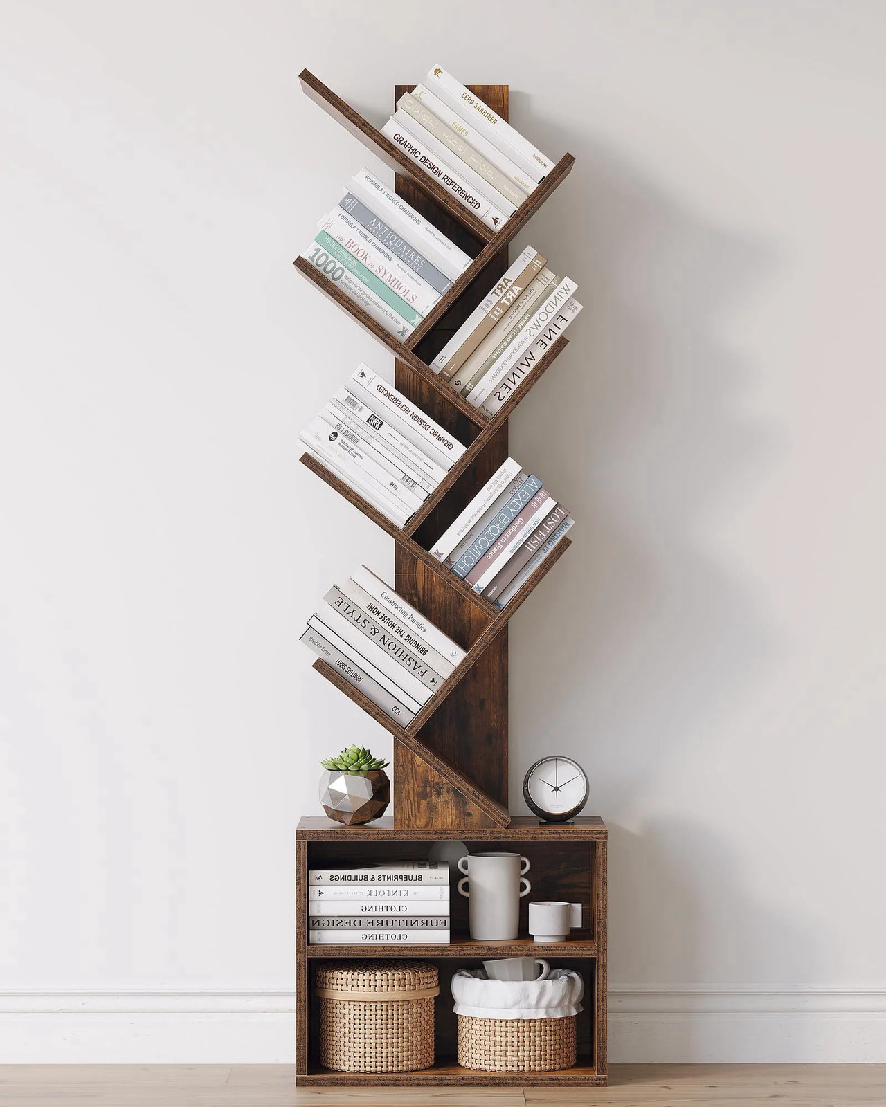 SUNMORY 6 Tier Tree Bookshelf Tall Small Bookcase with