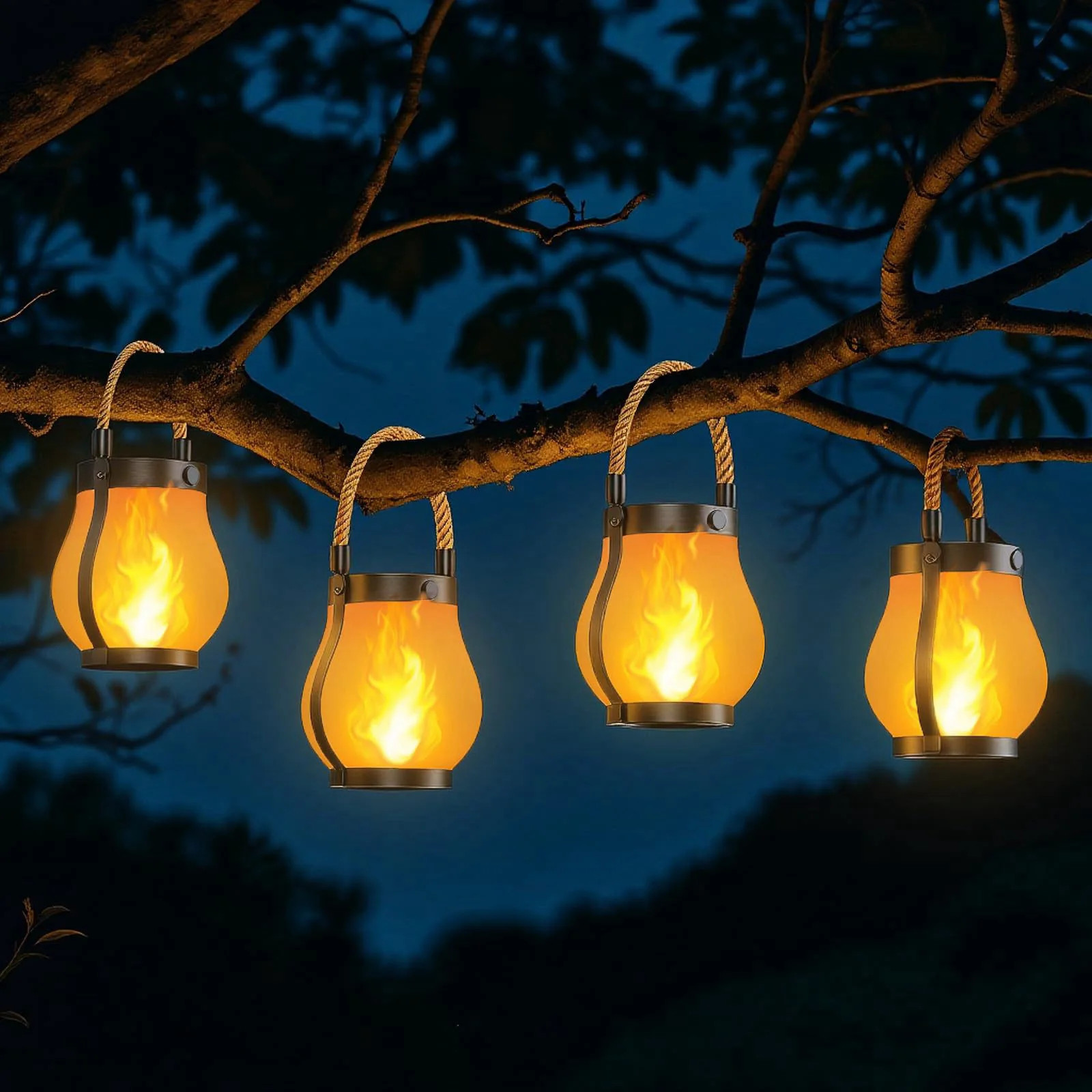 Gen2 Solar Lanterns Outdoor Waterproof with Ultra Real Flame