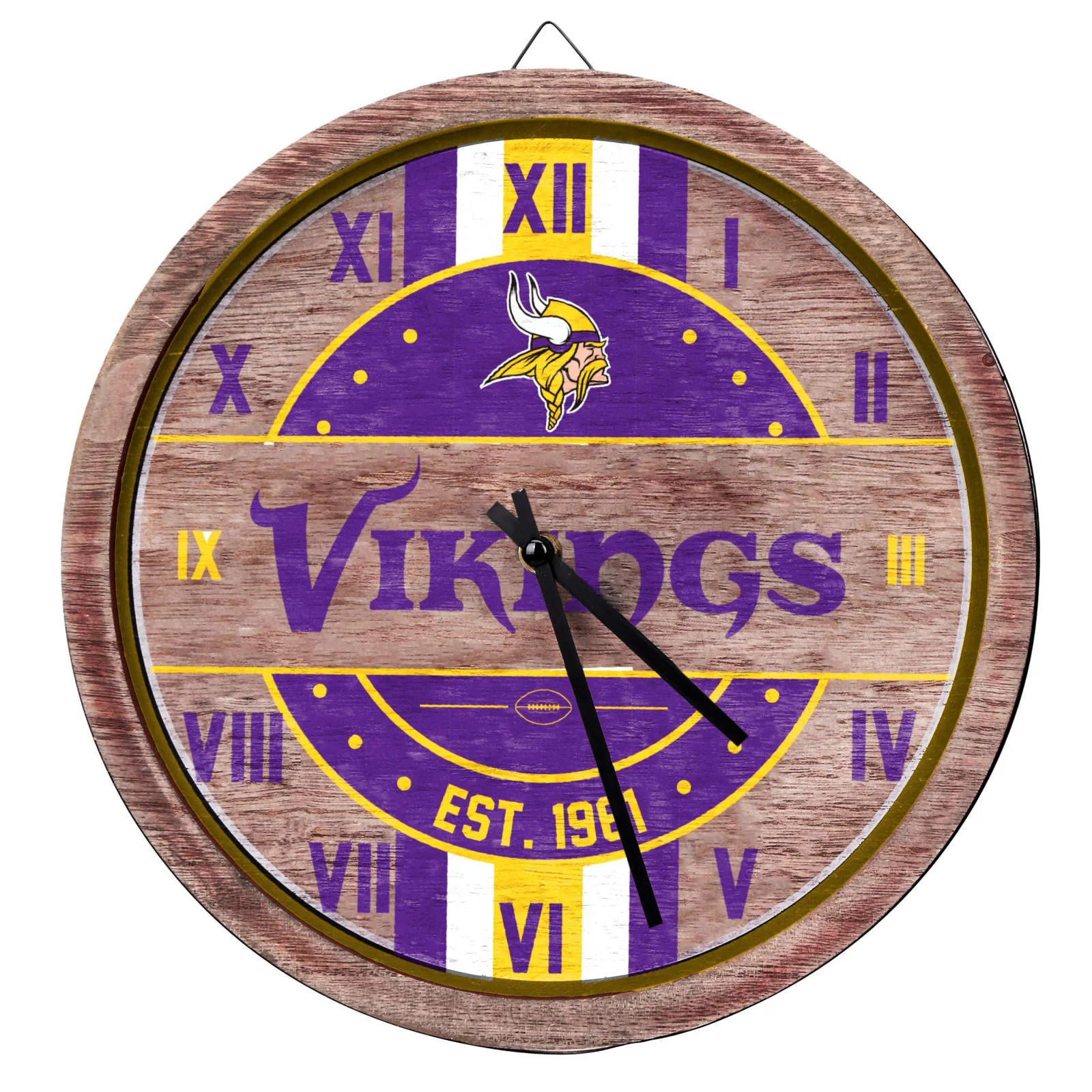 FOCO NFL Wooden Barrel Wall Clock