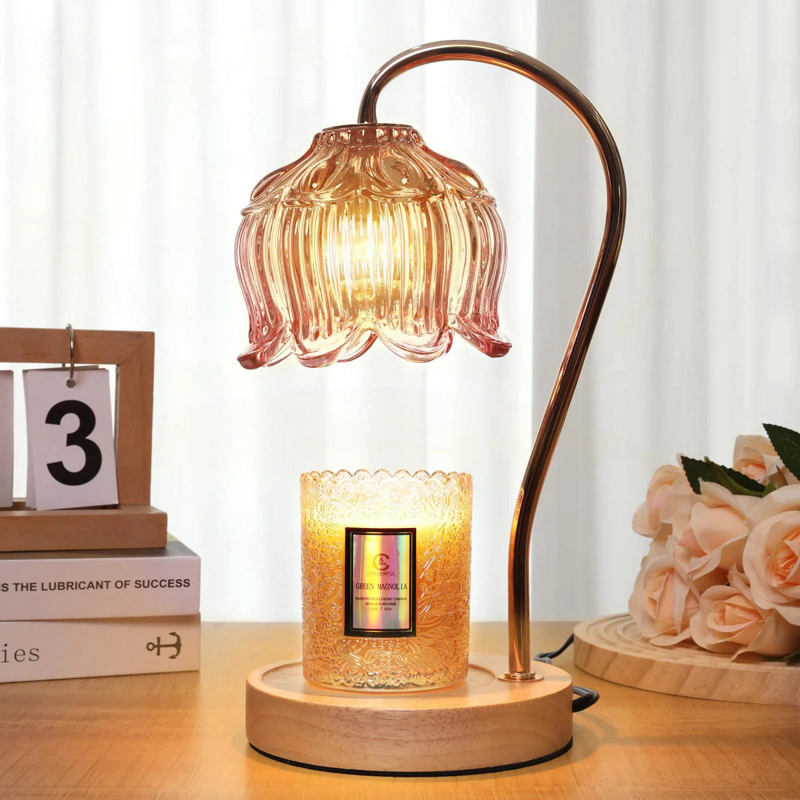 Flower Candle Warmer Lamp with Timer Birthday Gifts for Mom