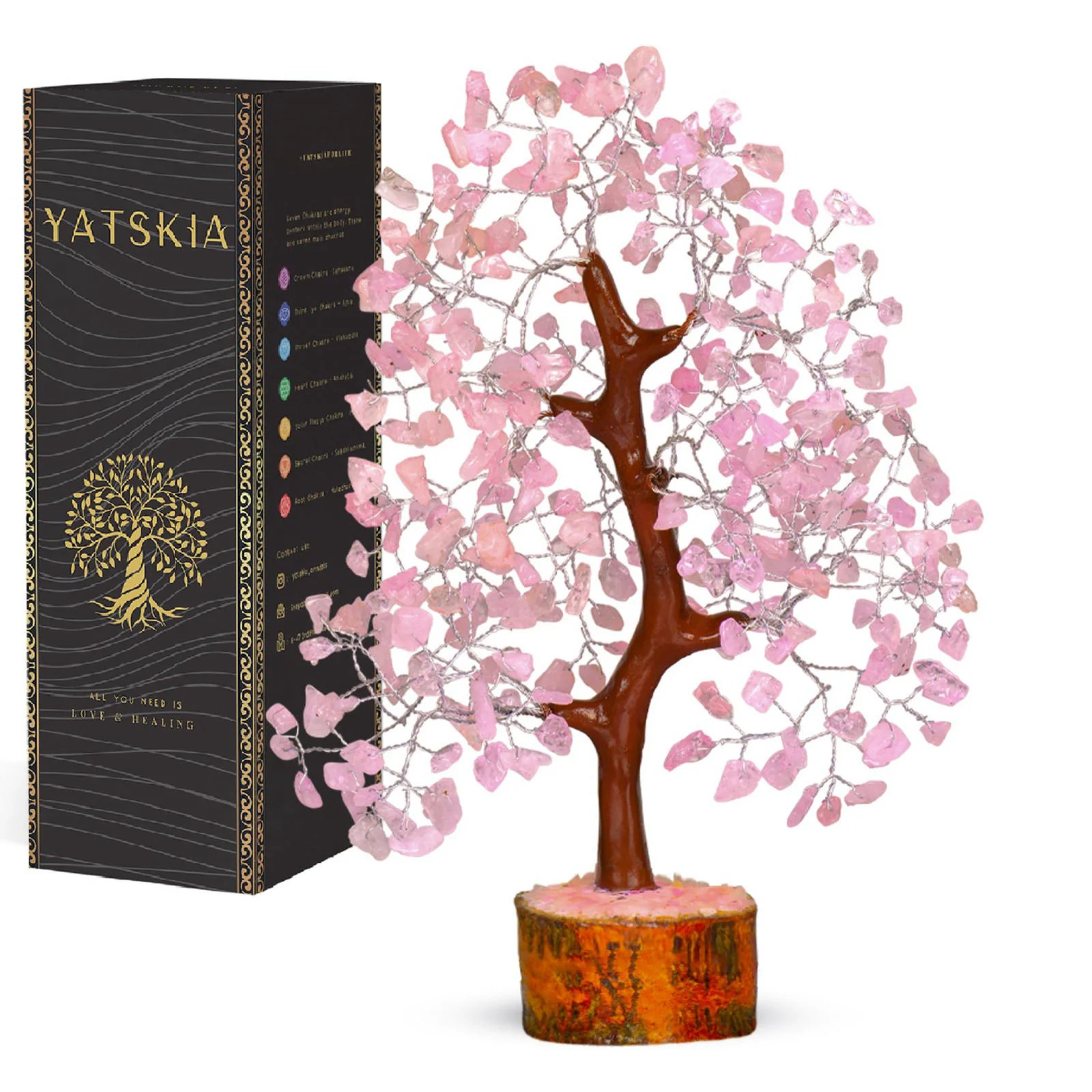 YATSKIA Rose Quartz Crystal Tree of Life