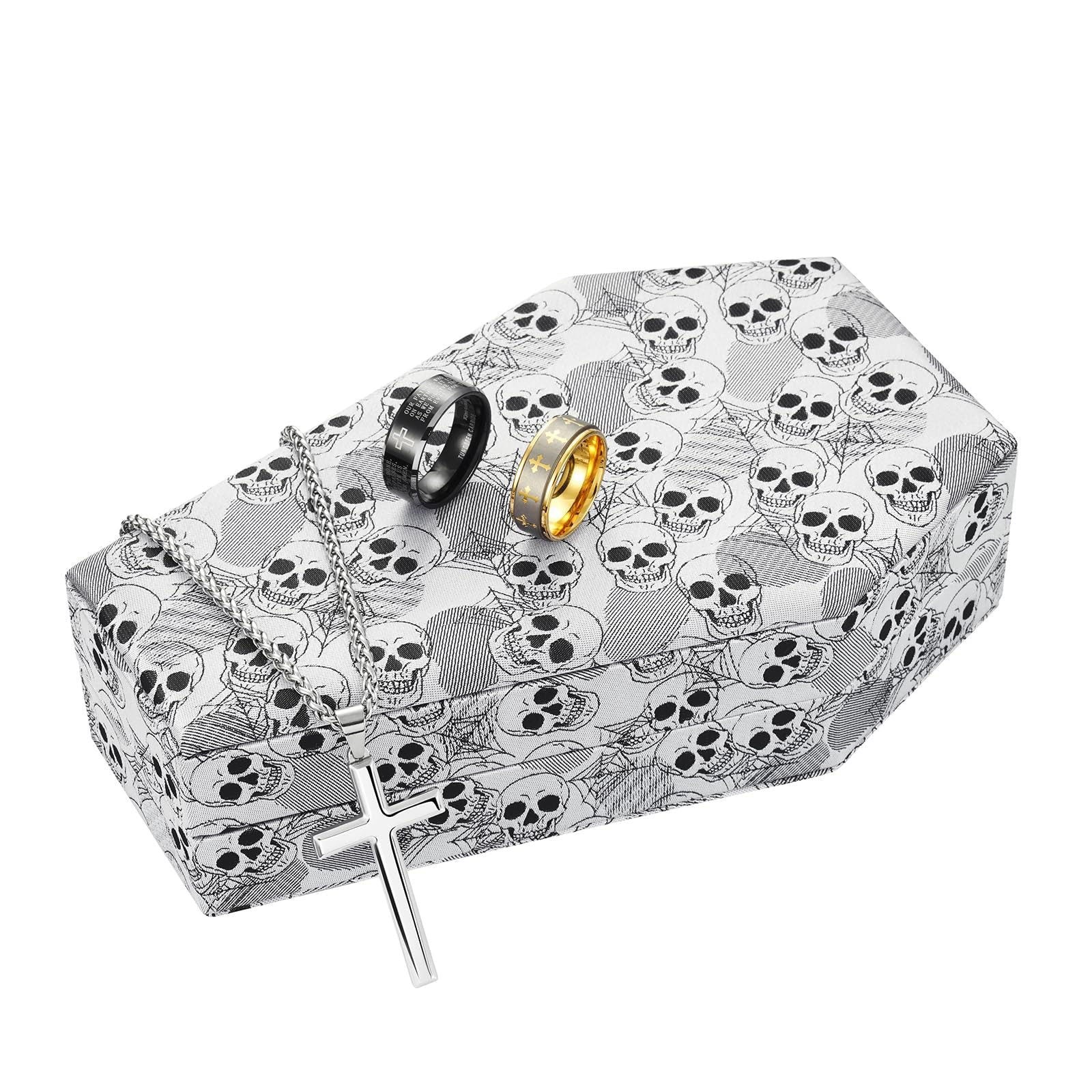 Mens Velvet Ring Box Organizer Coffin Shape Unisex Storage