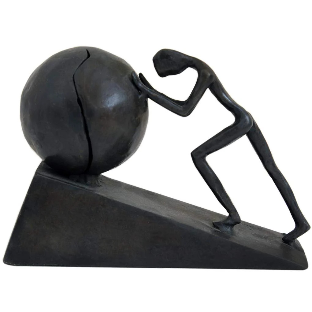 Briskfeel Man with Sphere Iron Statue Metal Sisyphus