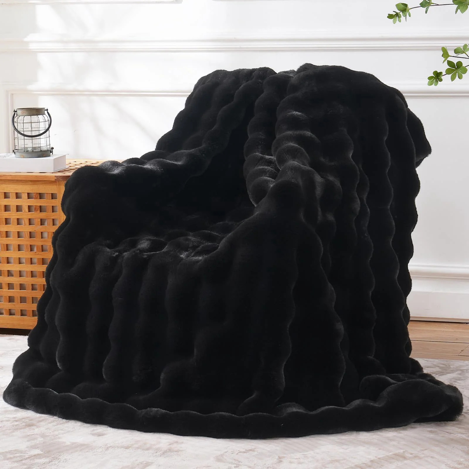 Faux Fur Throw Blanket for Couch
