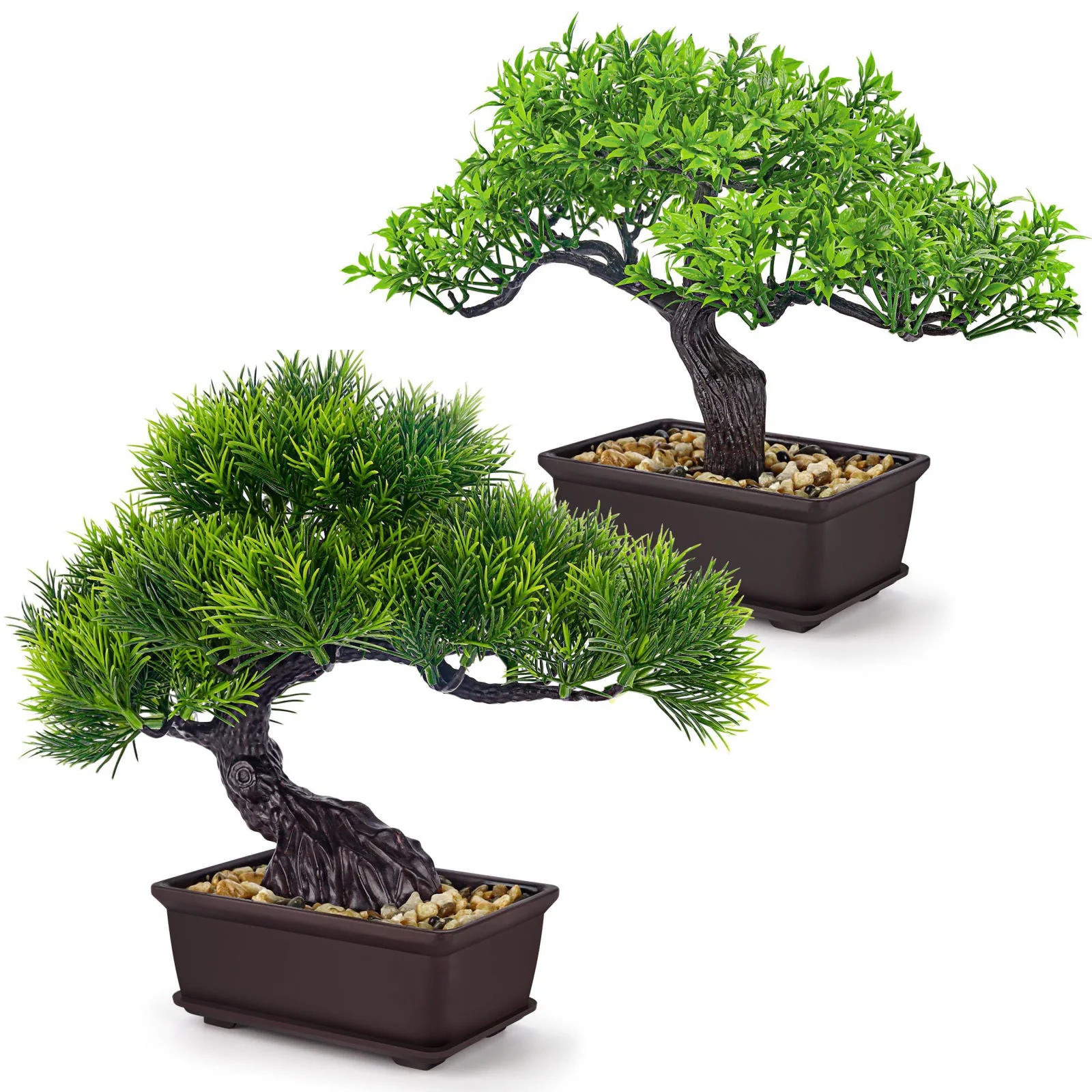 Der Rose 2Pcs Paired Fake Bonsai Tree Set Fake Plants for
