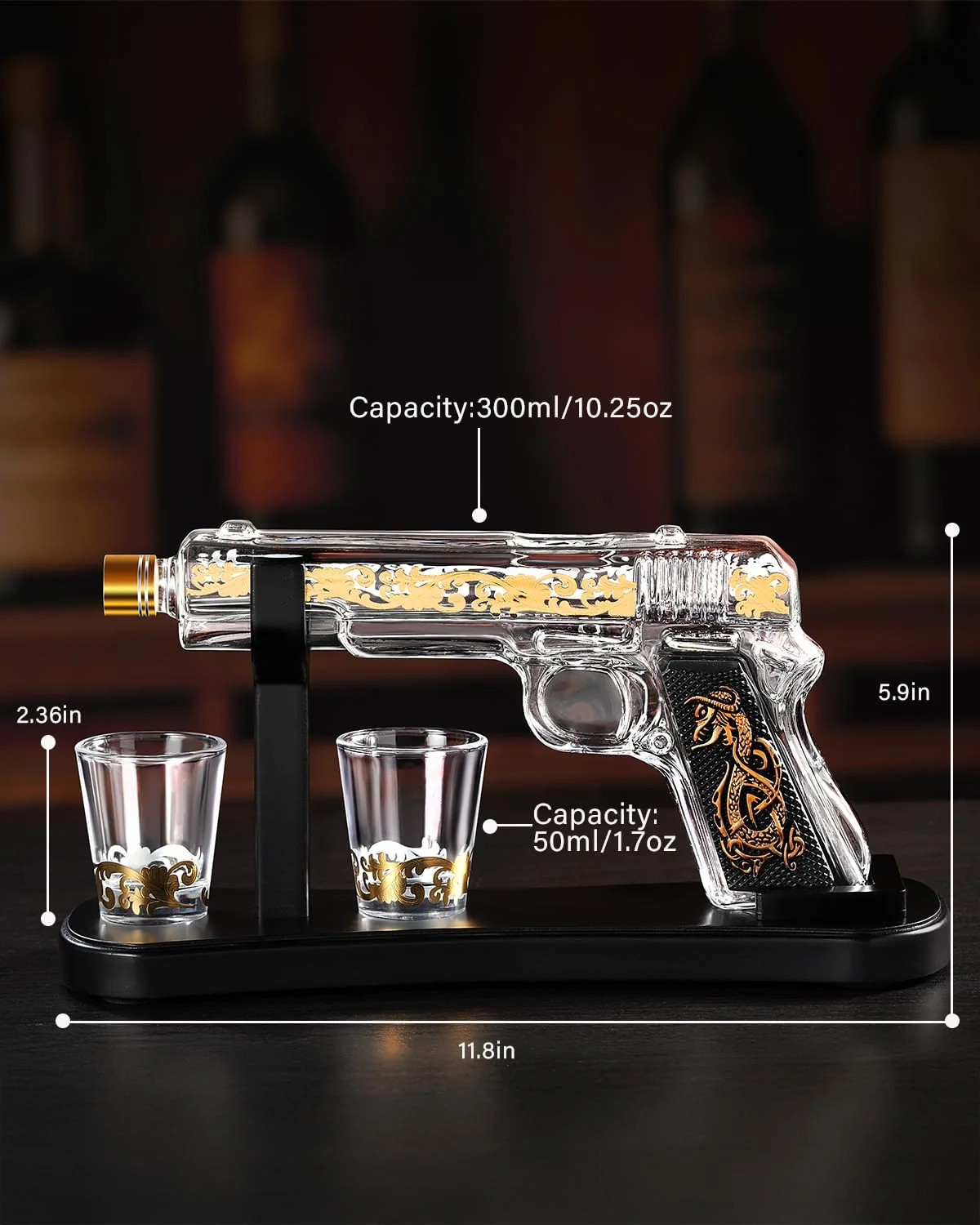 Handcrafted Gun Whiskey Decanter Set Luxury Lead Free Glass