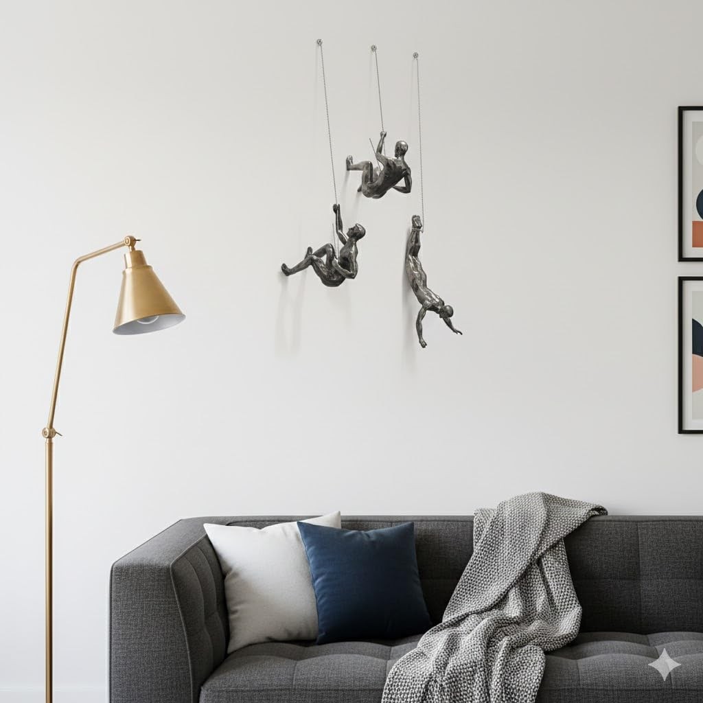 NestVogue Set of 3 Climbing Man Wall Sculpture