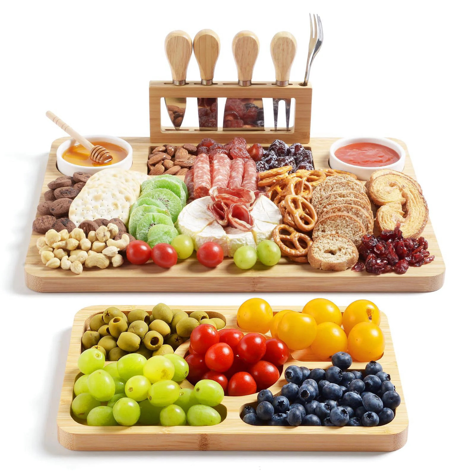 ROCIRLAB Bamboo Charcuterie Boards and Knife Set Lightweight