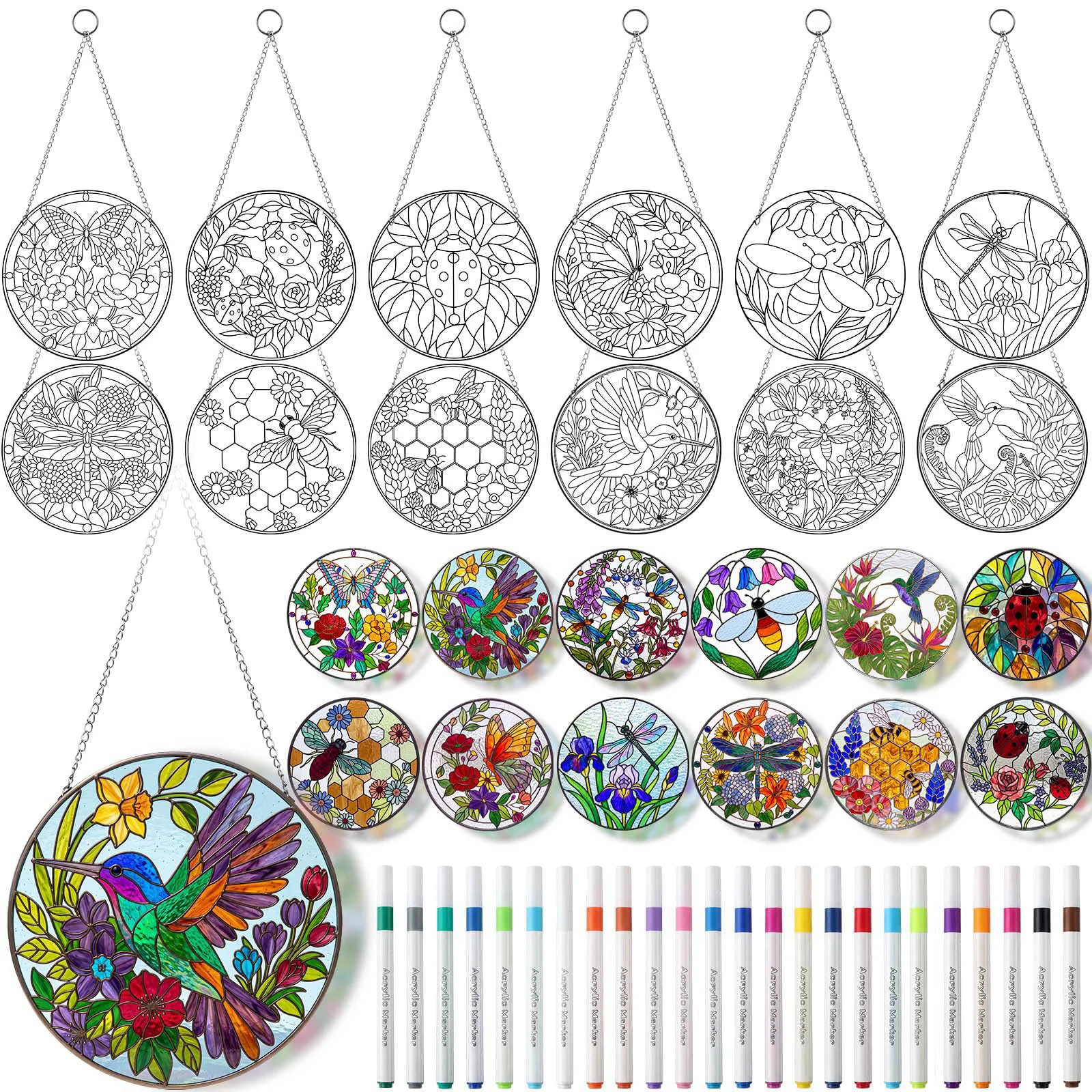 Humyoun 36 Pcs Suncatchers Crafts Kit DIY Paint Art Insect