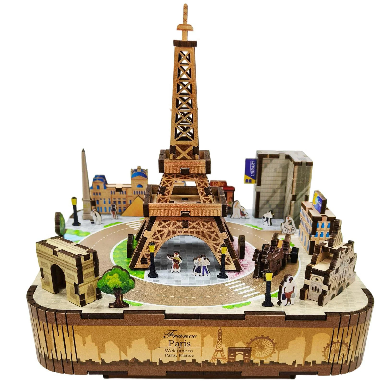 Briskfeel Wooden 3D Eiffel Tower Music Box