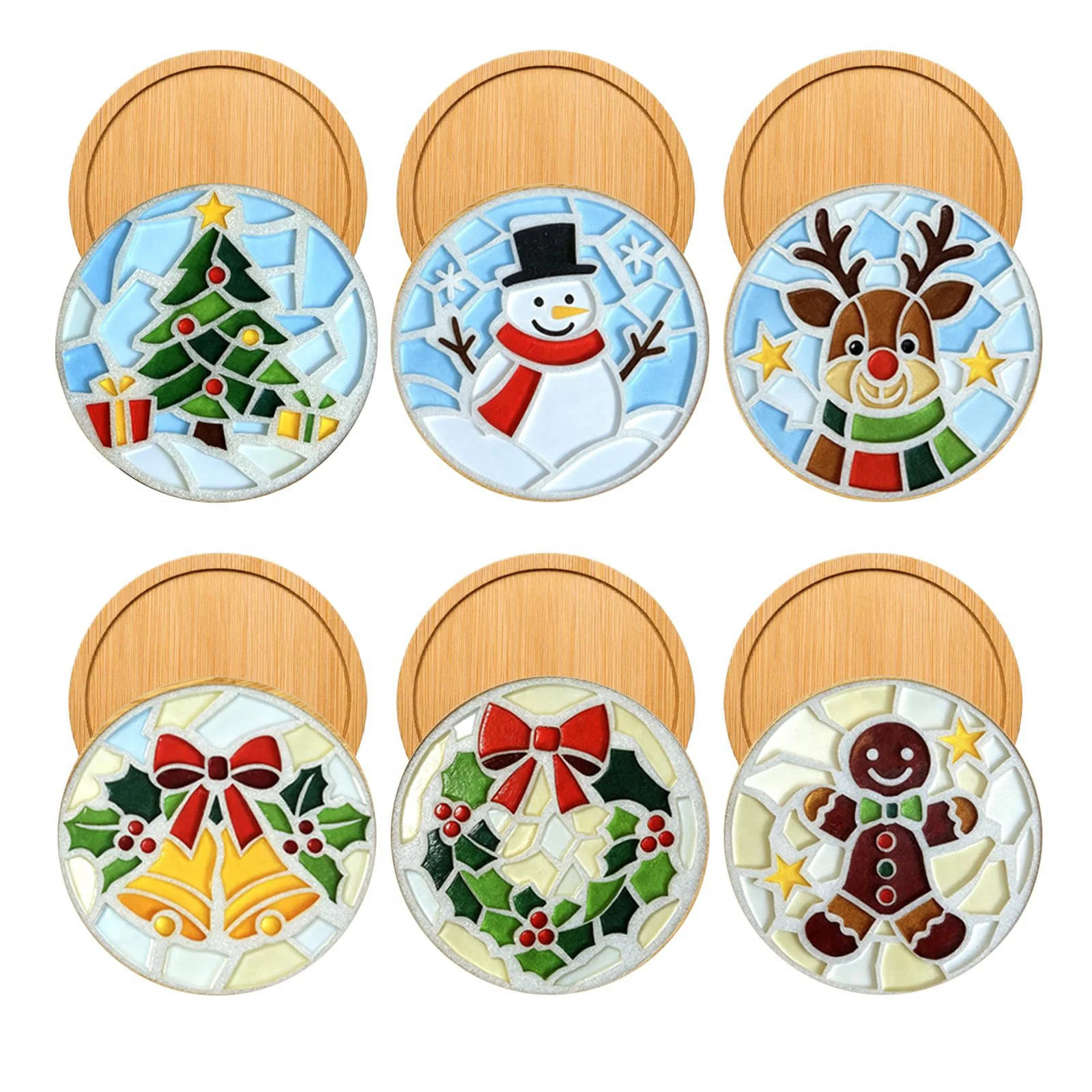 Glizma 6 Sets DIY Mosaic Kits for Adults with Wooden