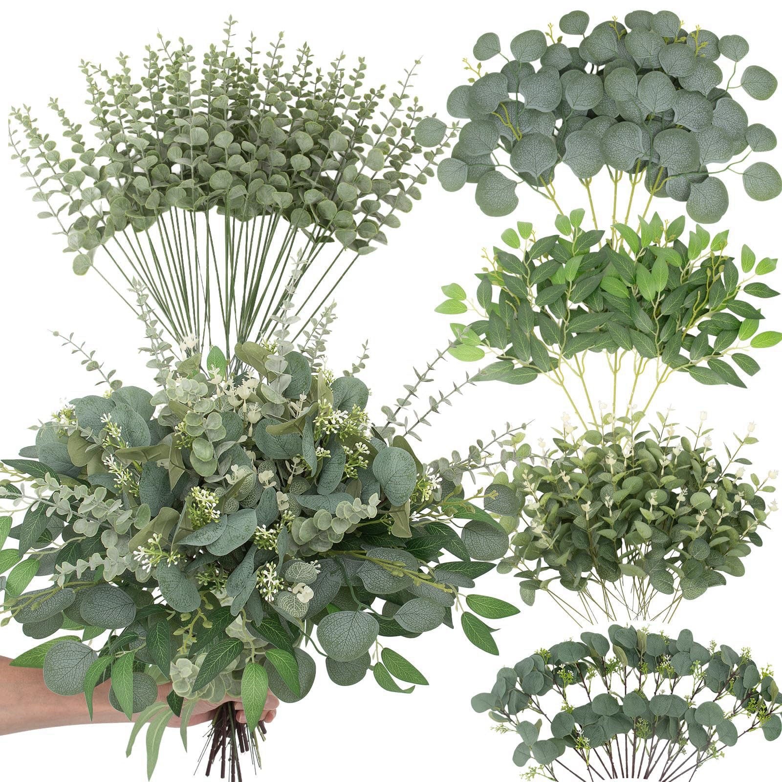 Daynight 120 Pcs Artificial Mixed Eucalyptus Stems Bulk