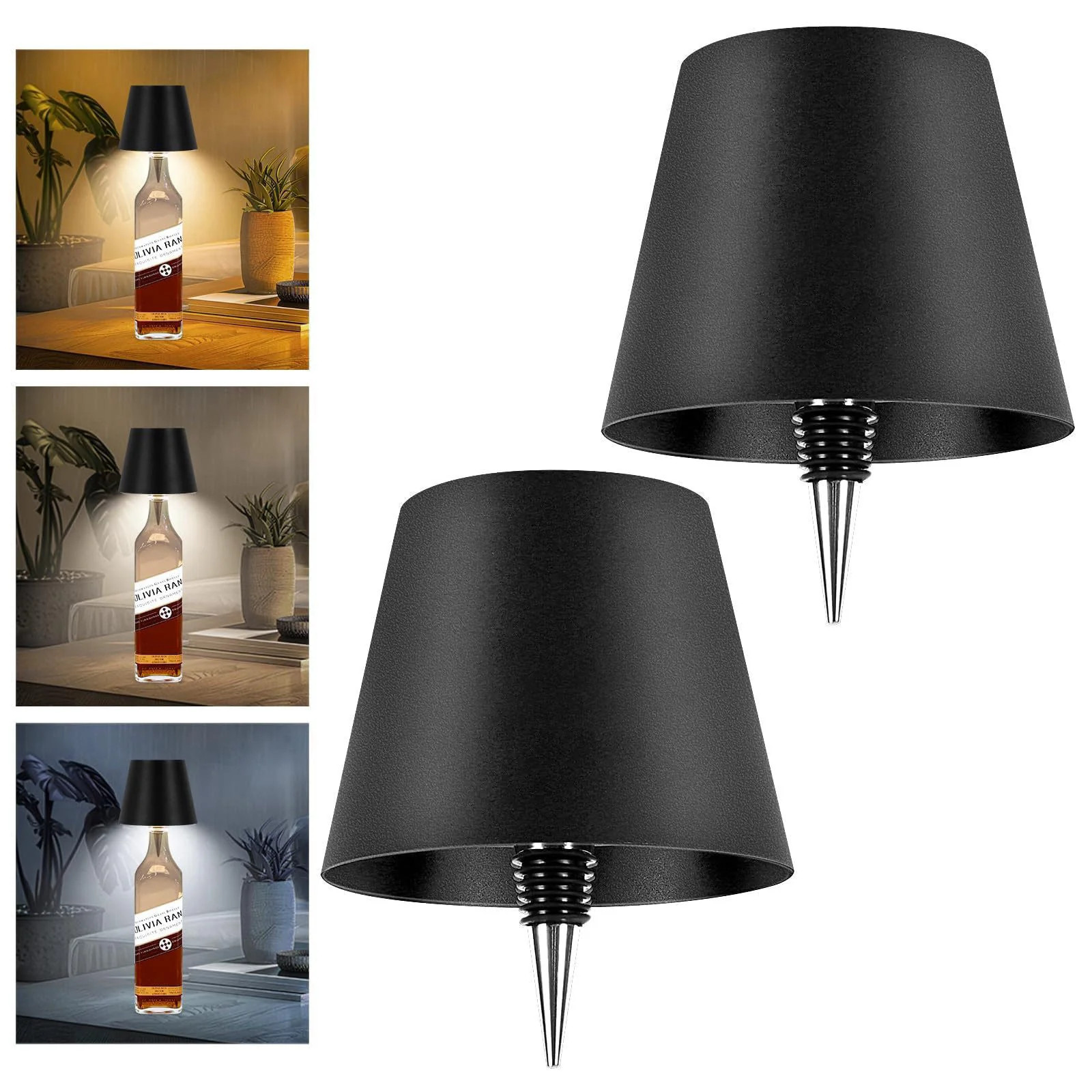 2 Pack Wine Bottle Lamps 2026 New 3 Color Rechargeable