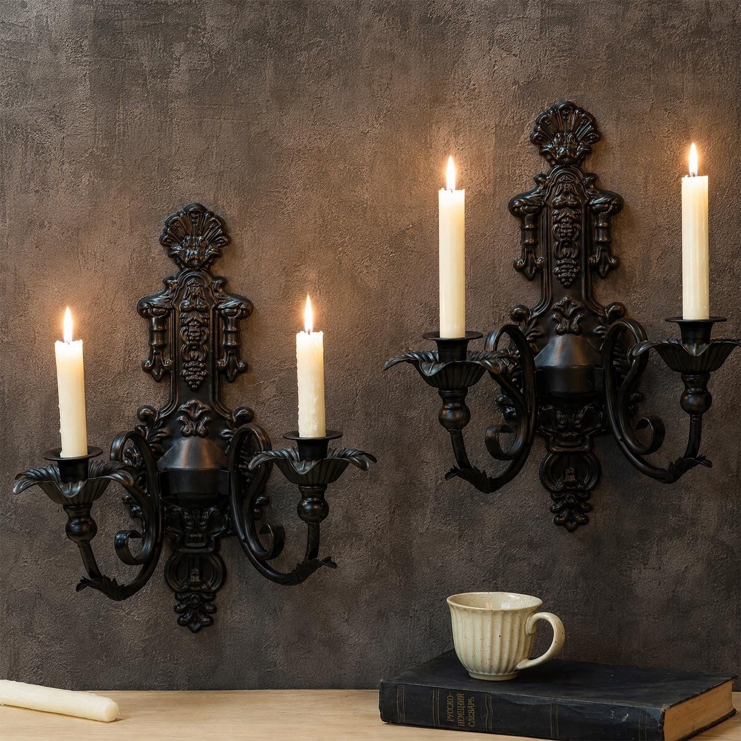 Gothic Wall Candle Sconces Set of 2